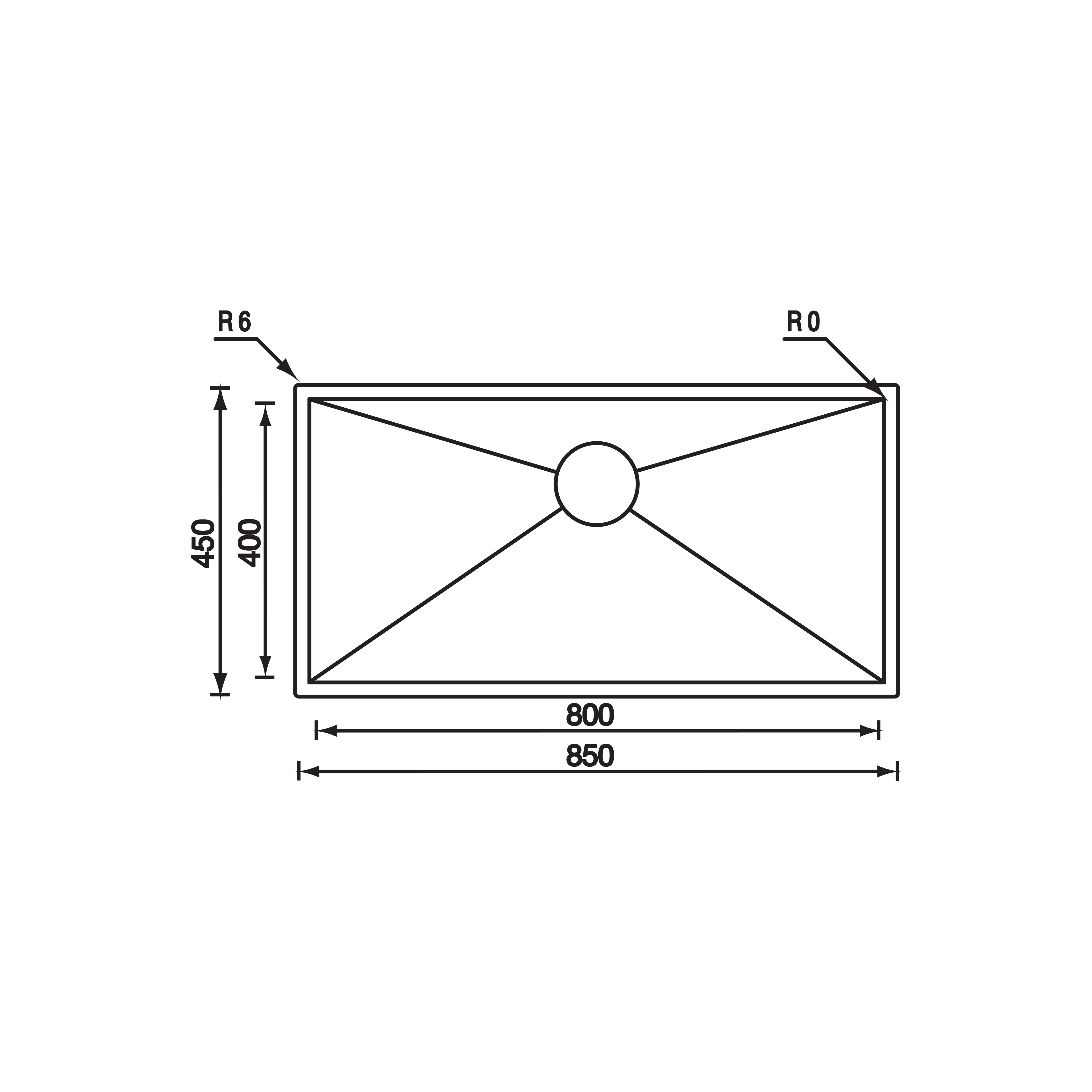 CM 100 cm Inset Sink FILOQUADRA - view 3