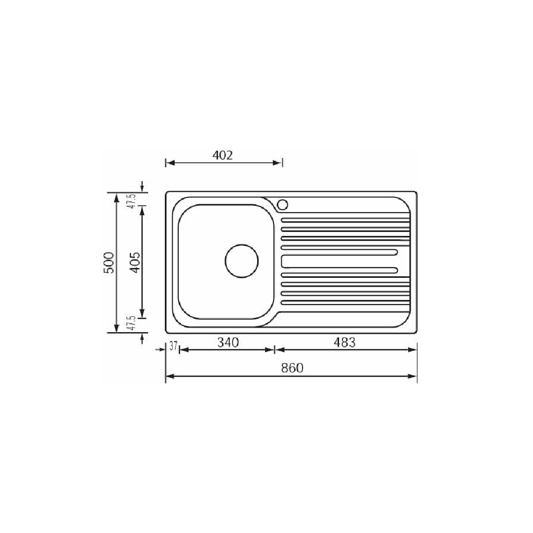 CM 45 cm Sink ATLANTIC - view 2