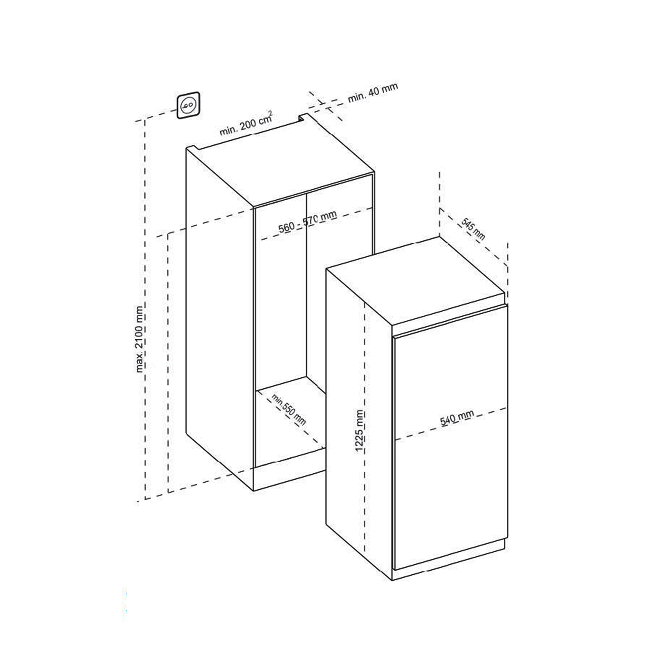 CM 60 cm Built-in Fridge Freezer CM 2400/2407 - view 2