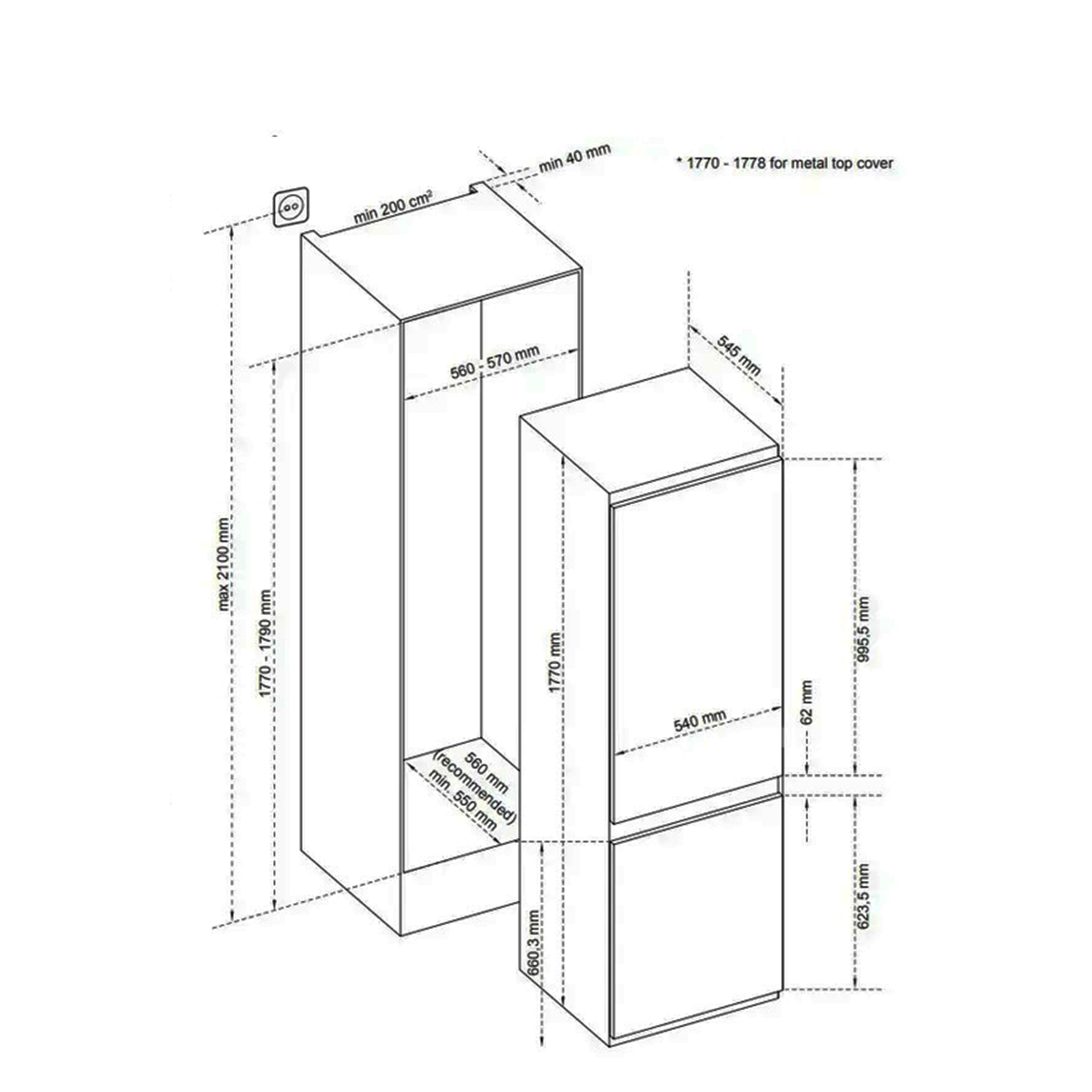 CM 60 cm Built-in Fridge Freezer CM 2764 - view 2