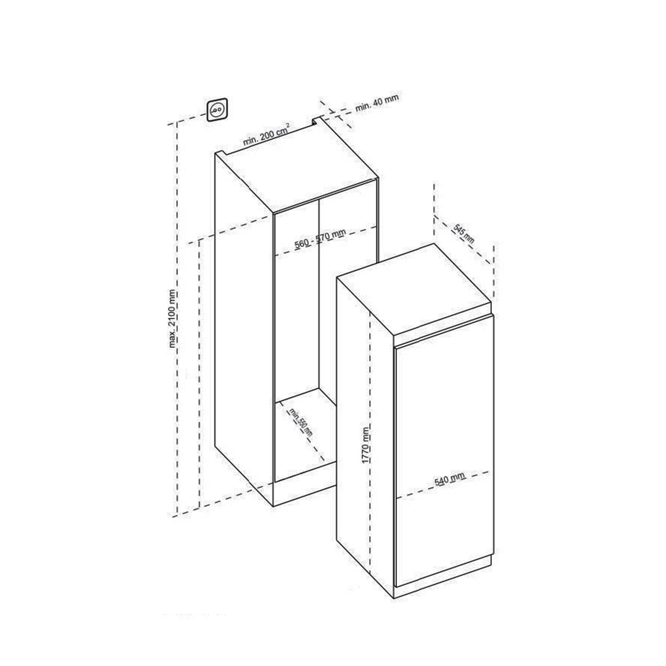 CM 60 cm Built-in Fridge Freezer (White) CM2795 - view 2
