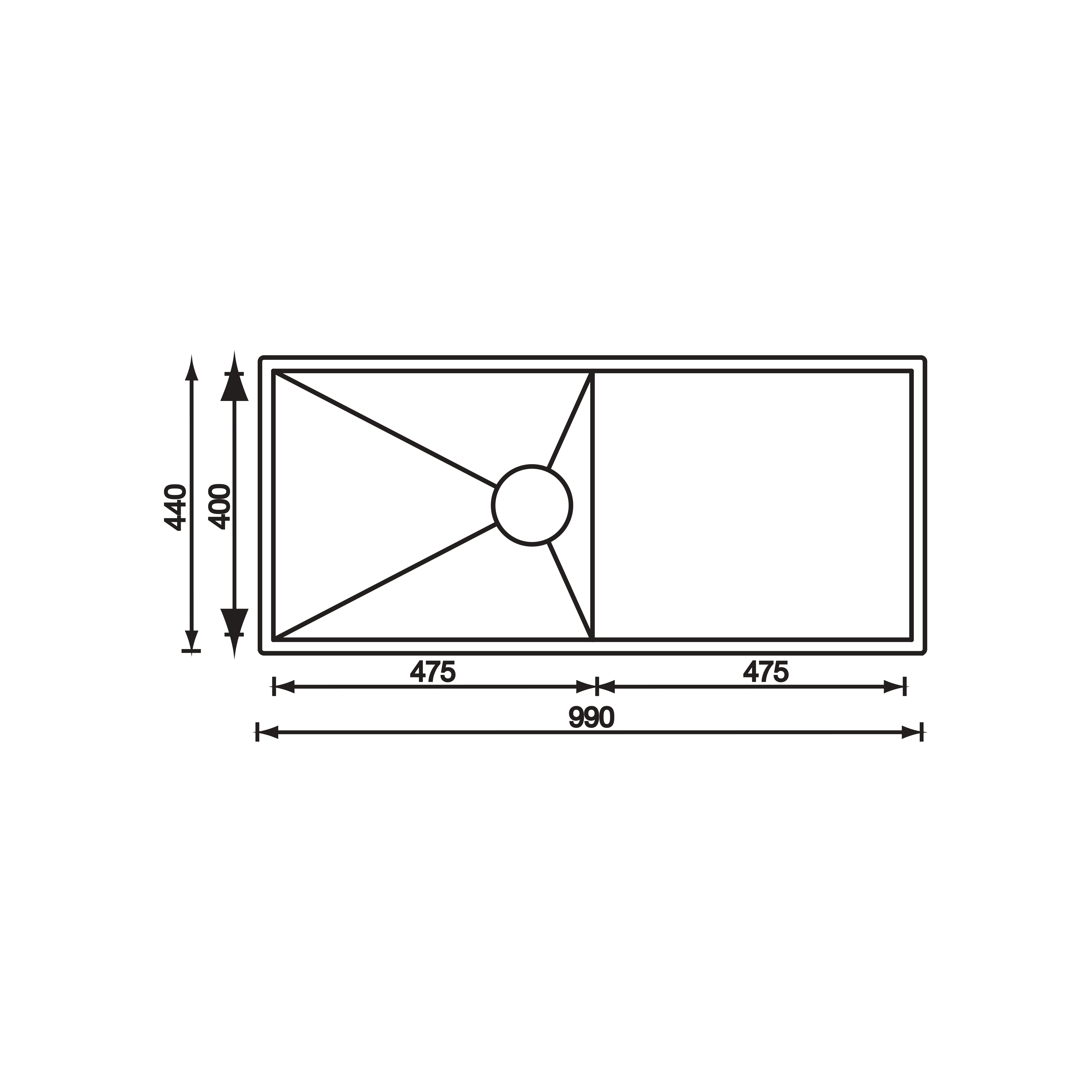 CM 60 cm Inset Sink FILOQUADRA - view 3