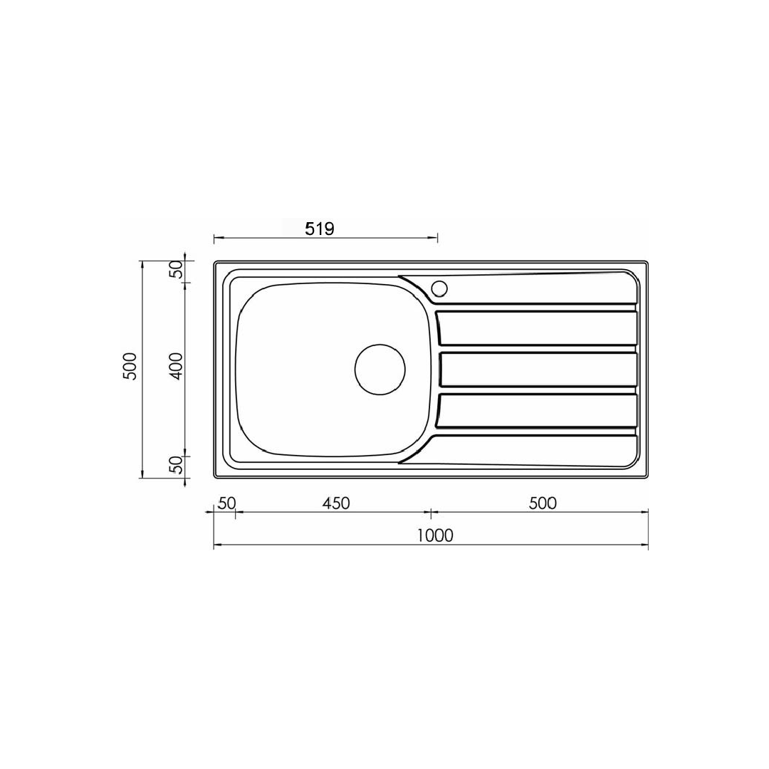 CM 60 cm Sink UNIVERSAL 1000x500