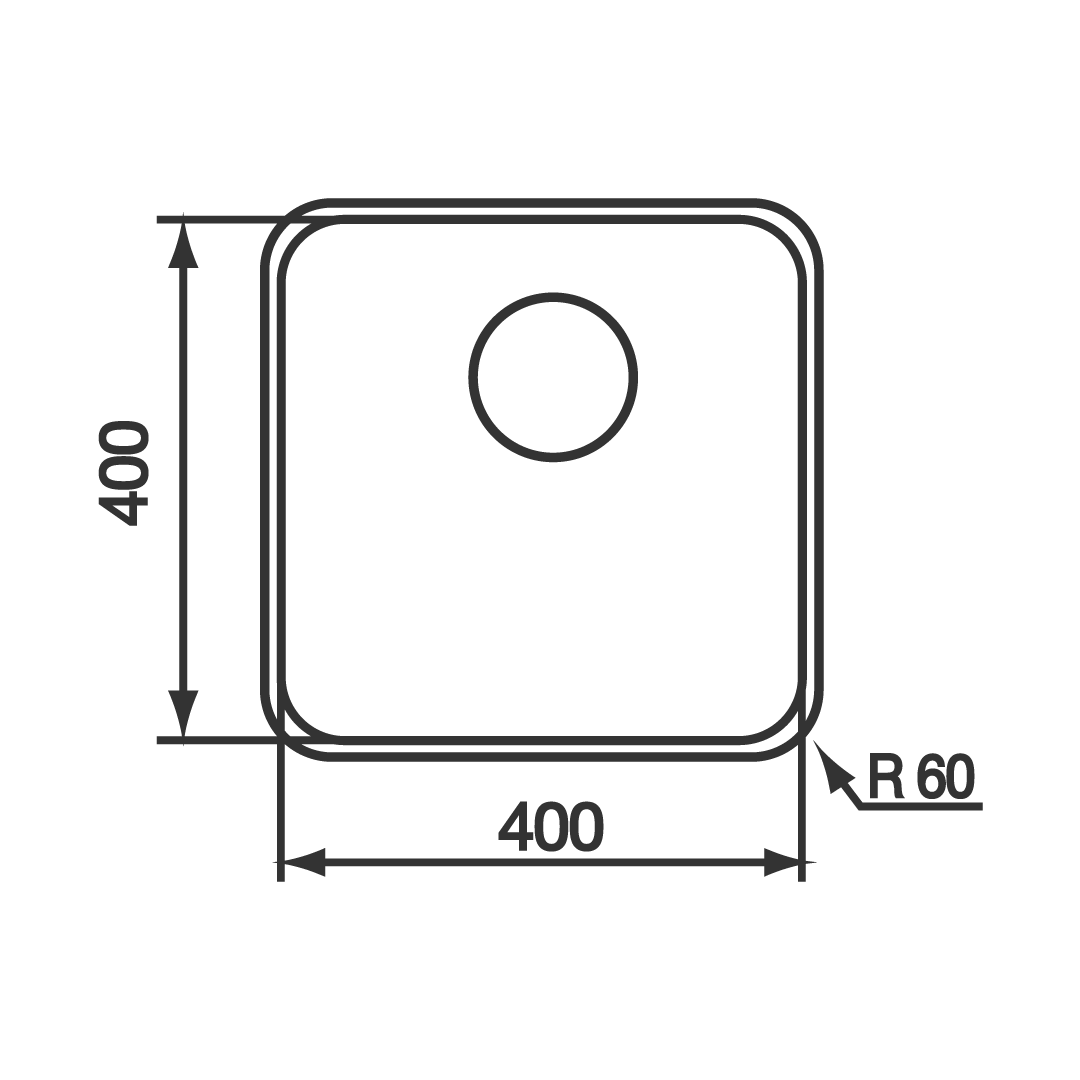 CM 60 cm Undermount Sink CINZIA 400x400 - view 2