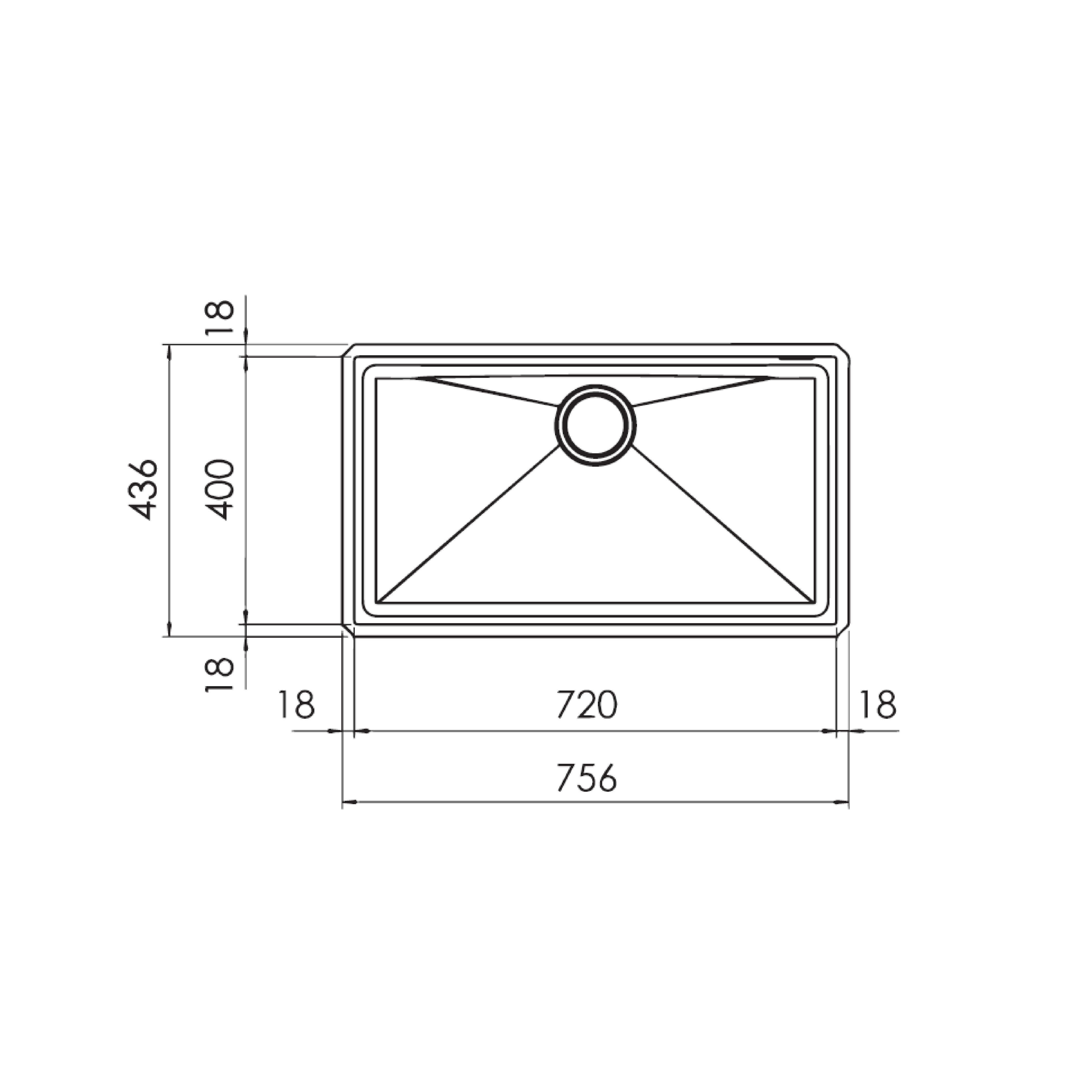 CM 80 cm Sink (White) NEVADA 76X44 1V - view 2