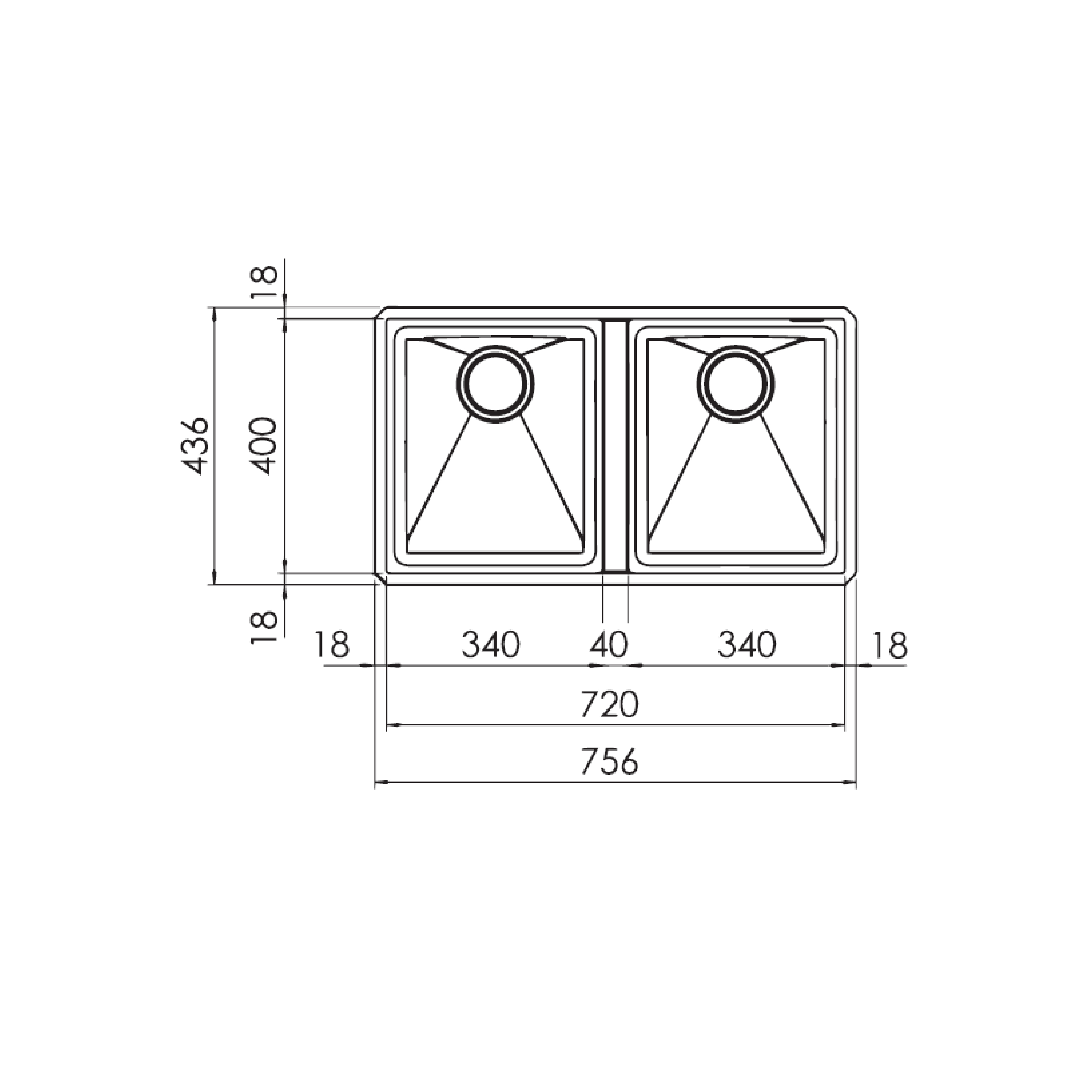 CM 80 cm Sink (White) NEVADA 76X44 2V - view 2