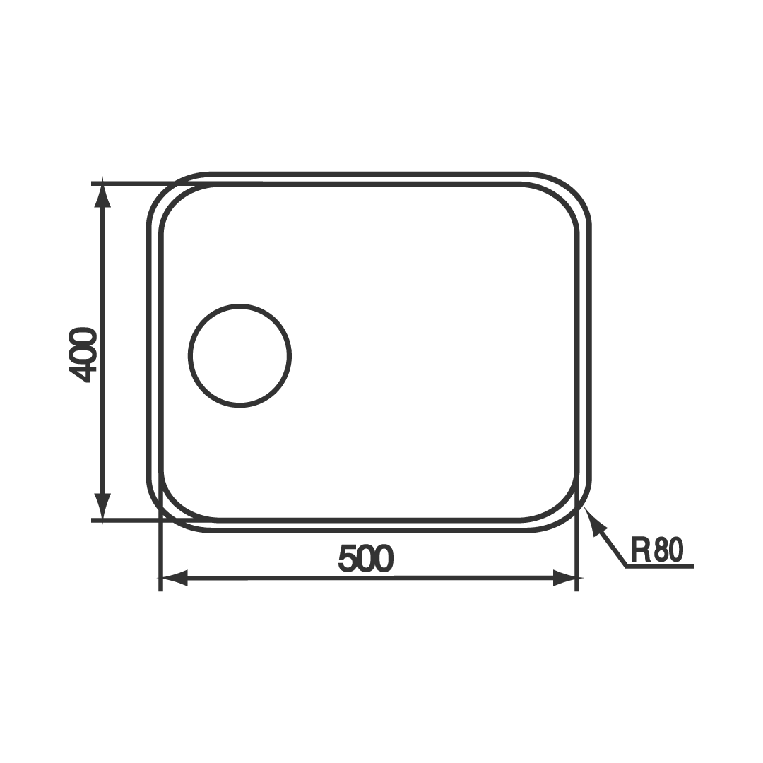CM 80 cm Undermount Sink CINZIA 500x400 - view 2