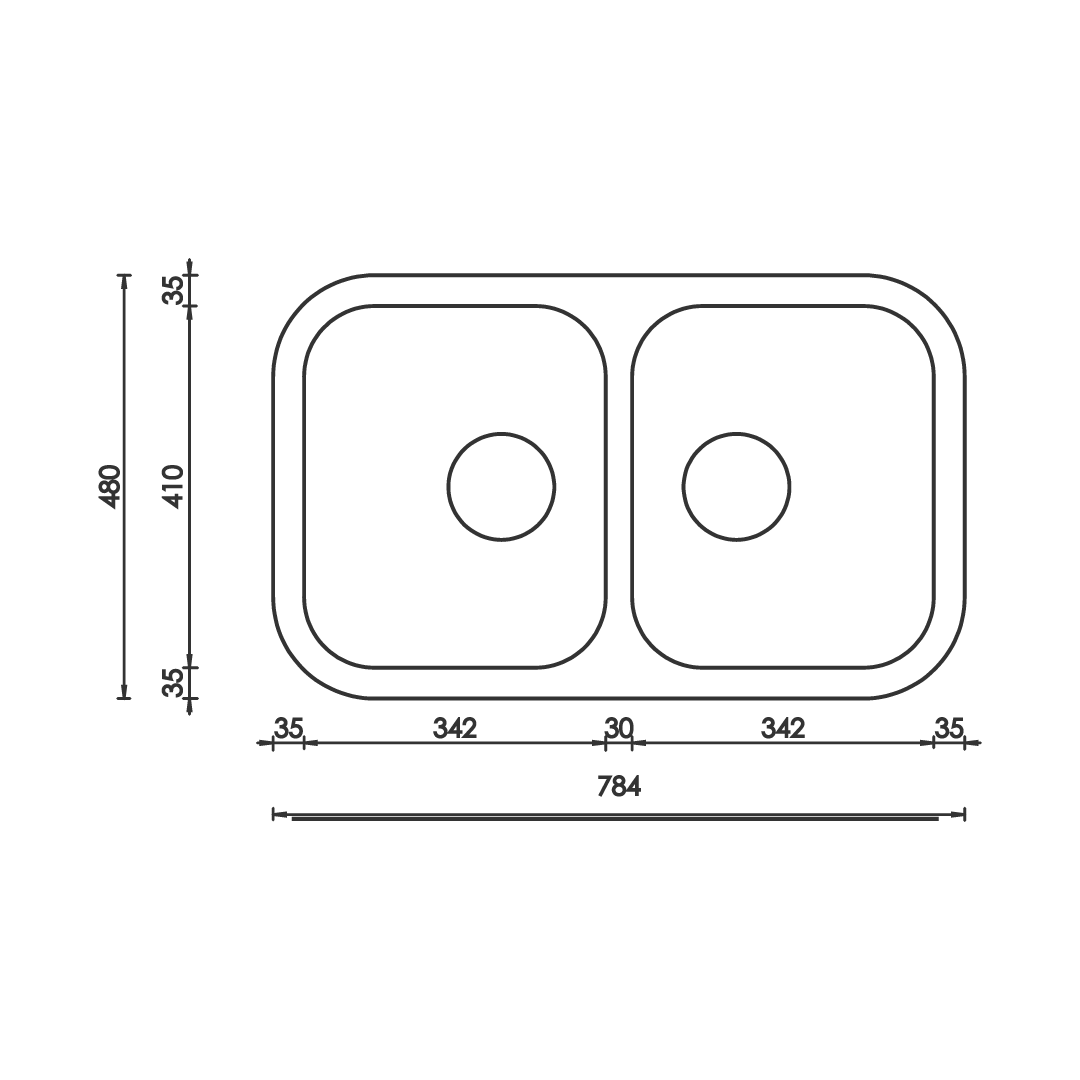 CM 90 cm Undermount Sink CINZIA - view 2