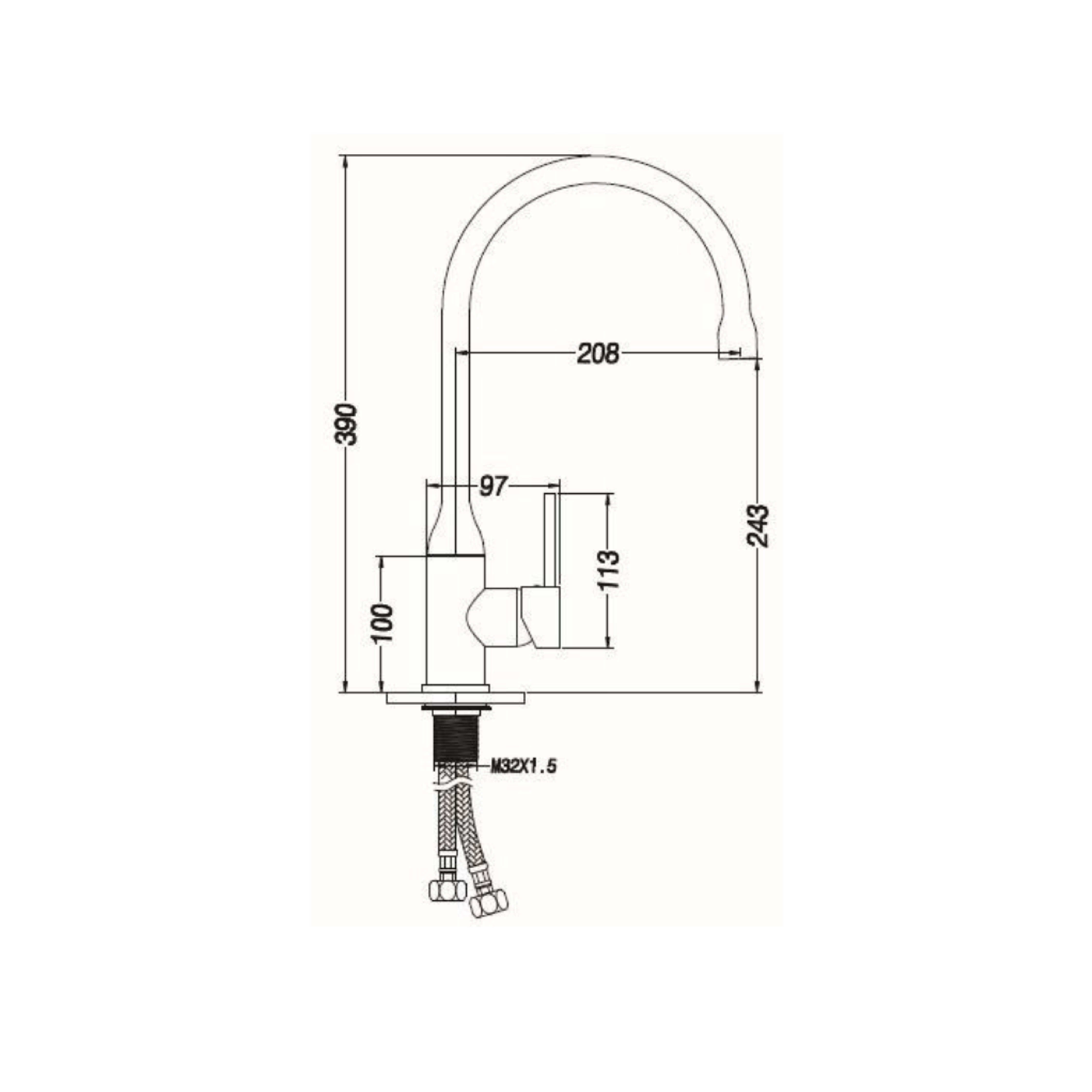 CM Fixed Spout Kitchen Tap (Chrome) 6058CRM - view 2