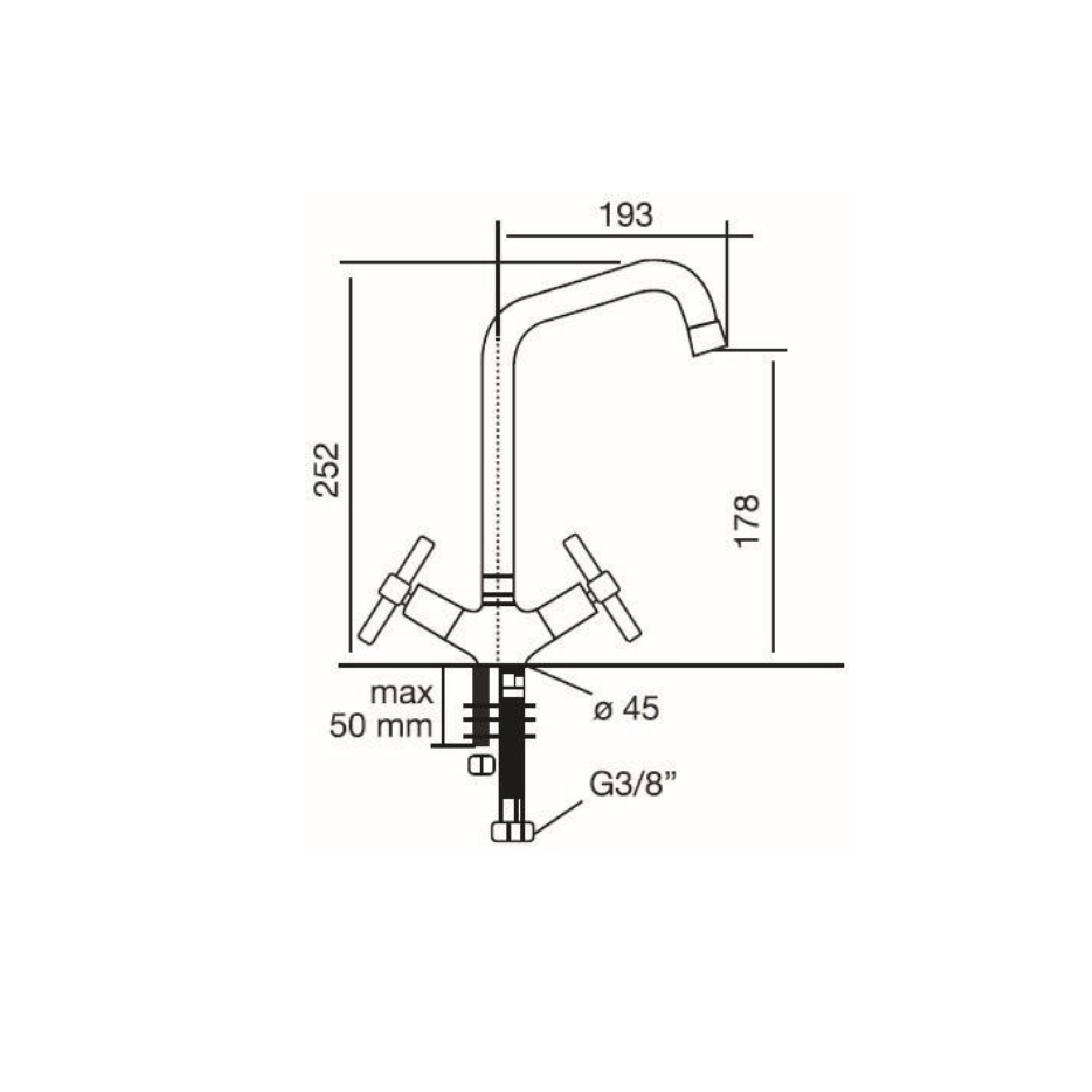 CM Fixed Spout Kitchen Tap (Chrome) 90228MISCCRM - view 2