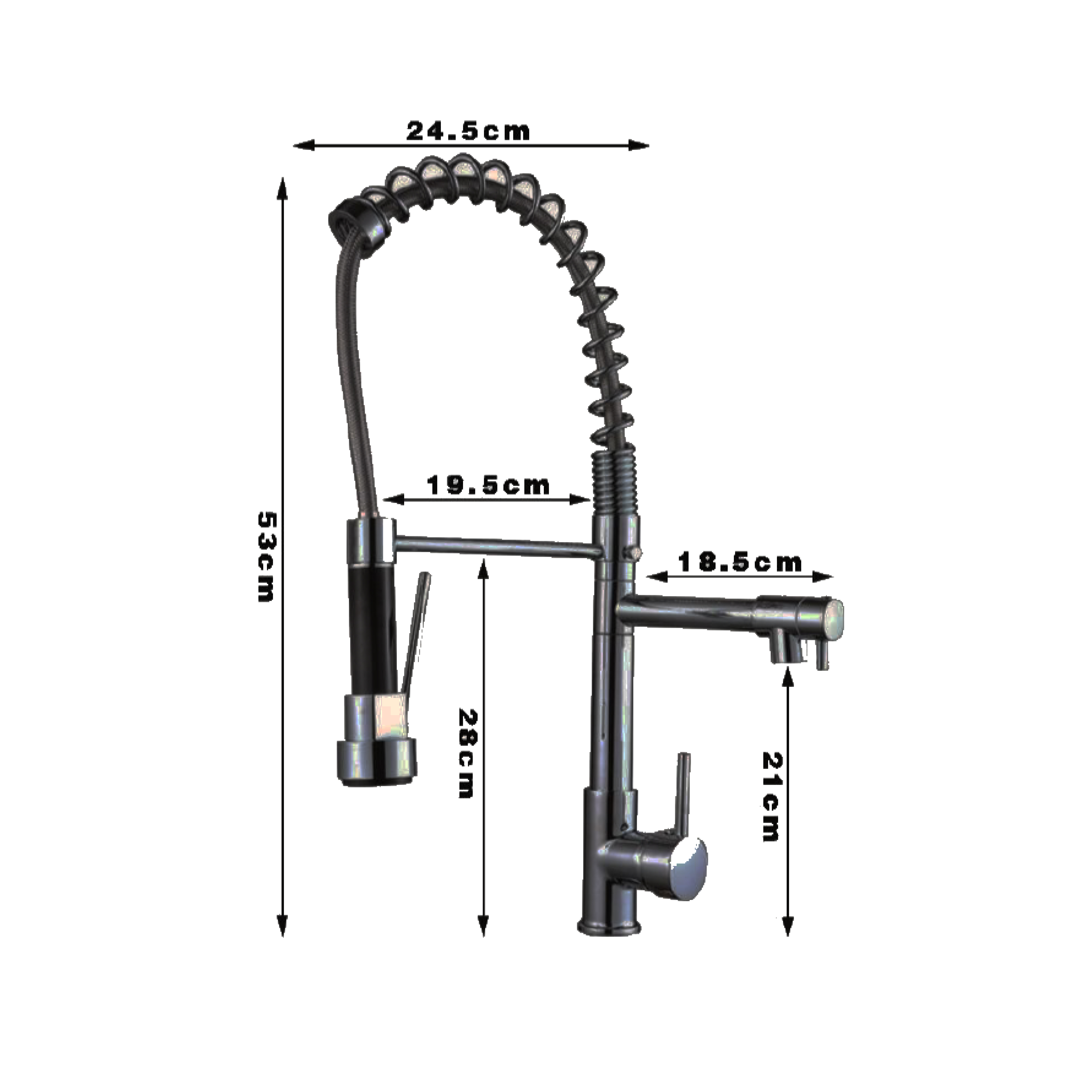 CM Pull-Out Kitchen Tap (Black) WD201-B - view 2
