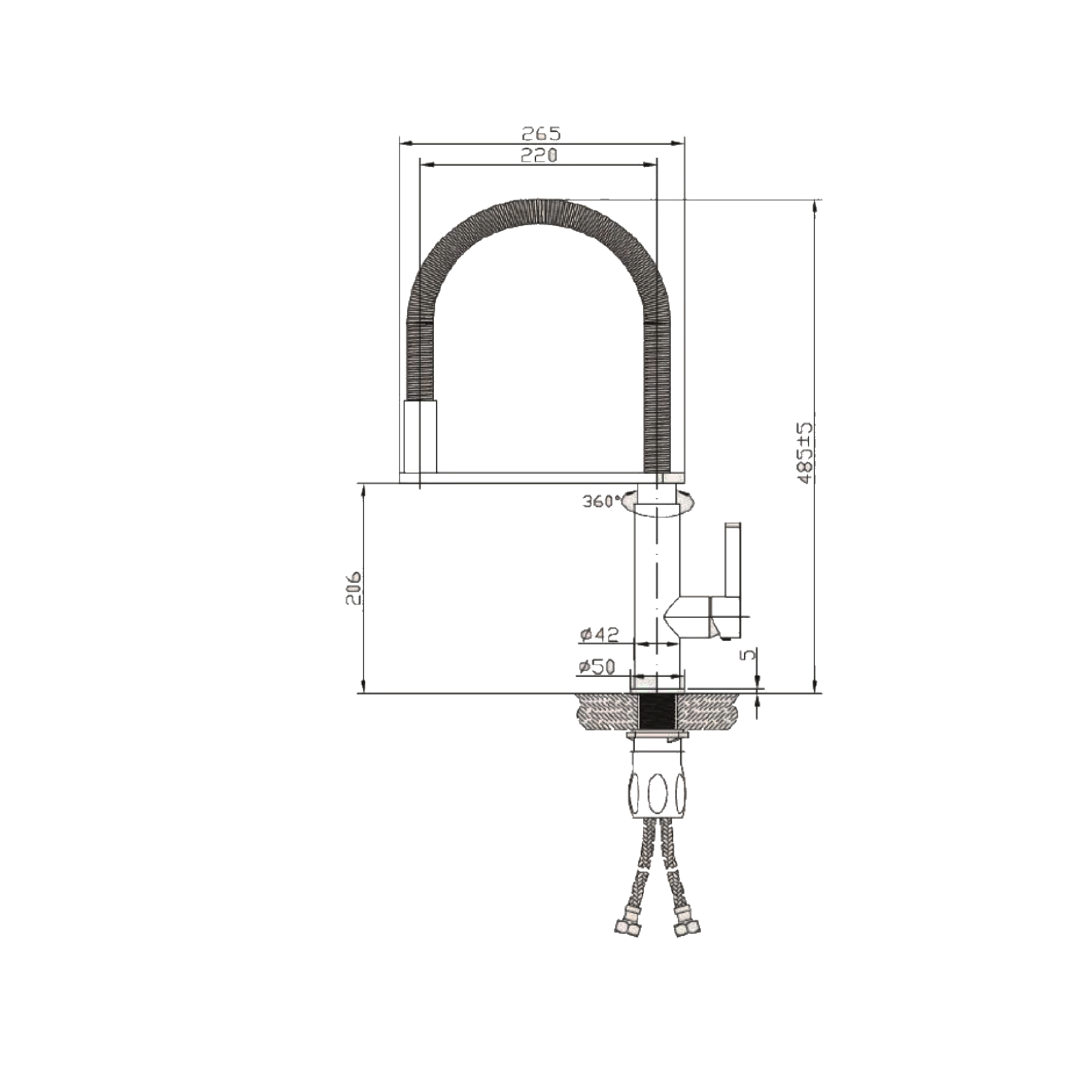CM Pull-Out Kitchen Tap (Chrome) 130079 CRM - view 2