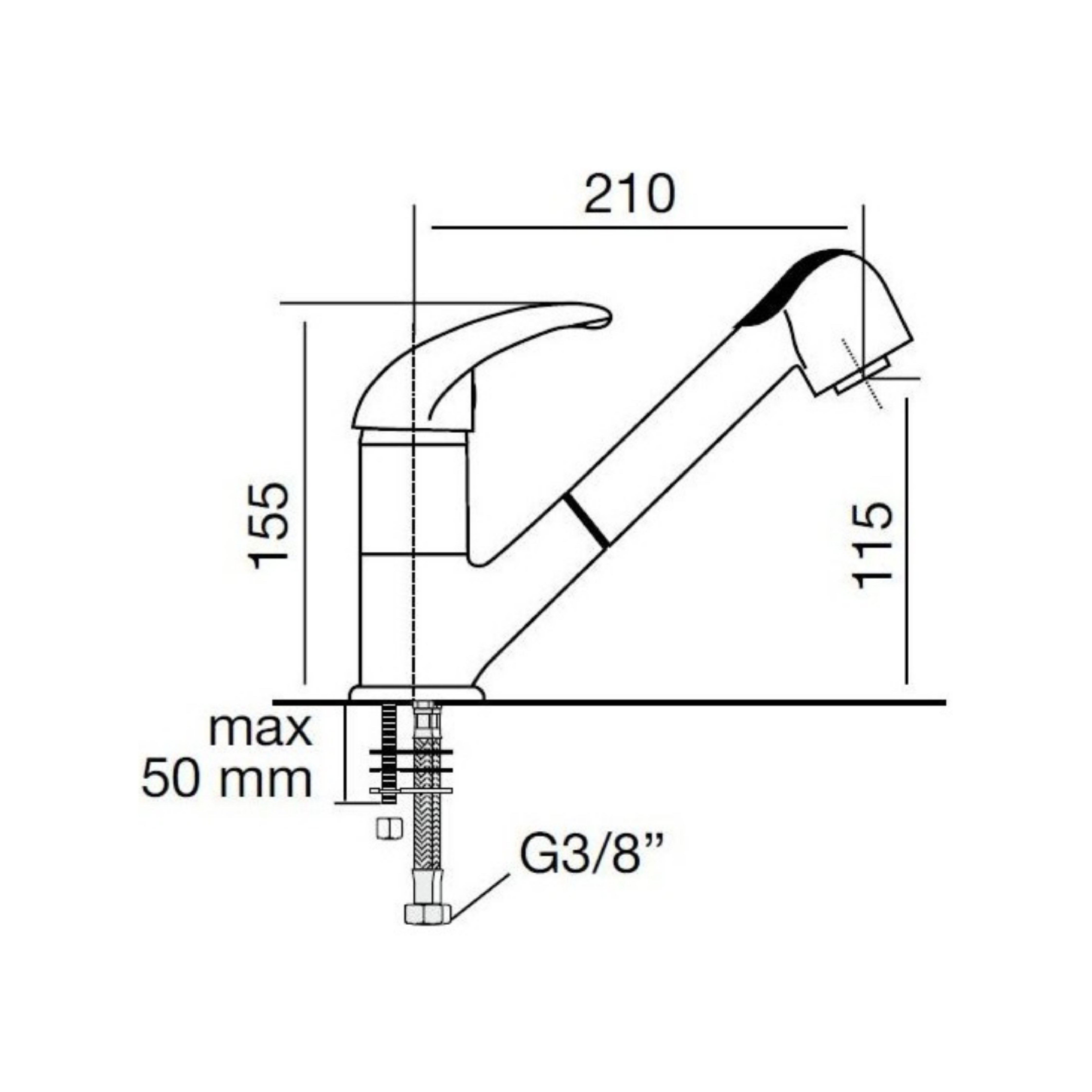 CM Pull-Out Kitchen Tap (Chrome) 90221MISCCRM - view 2