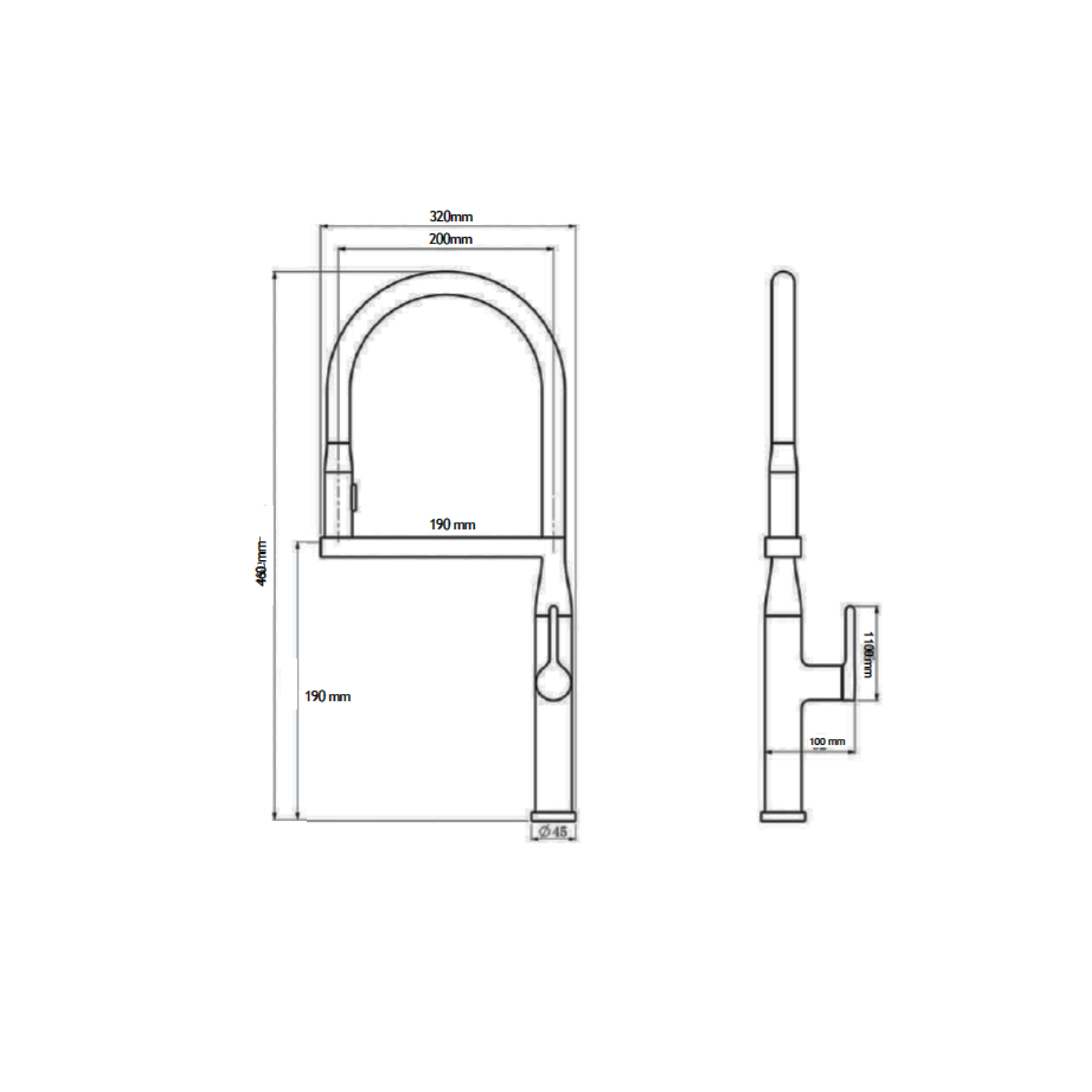 CM Pull-Out Kitchen Tap (Chrome) R1031 - view 2