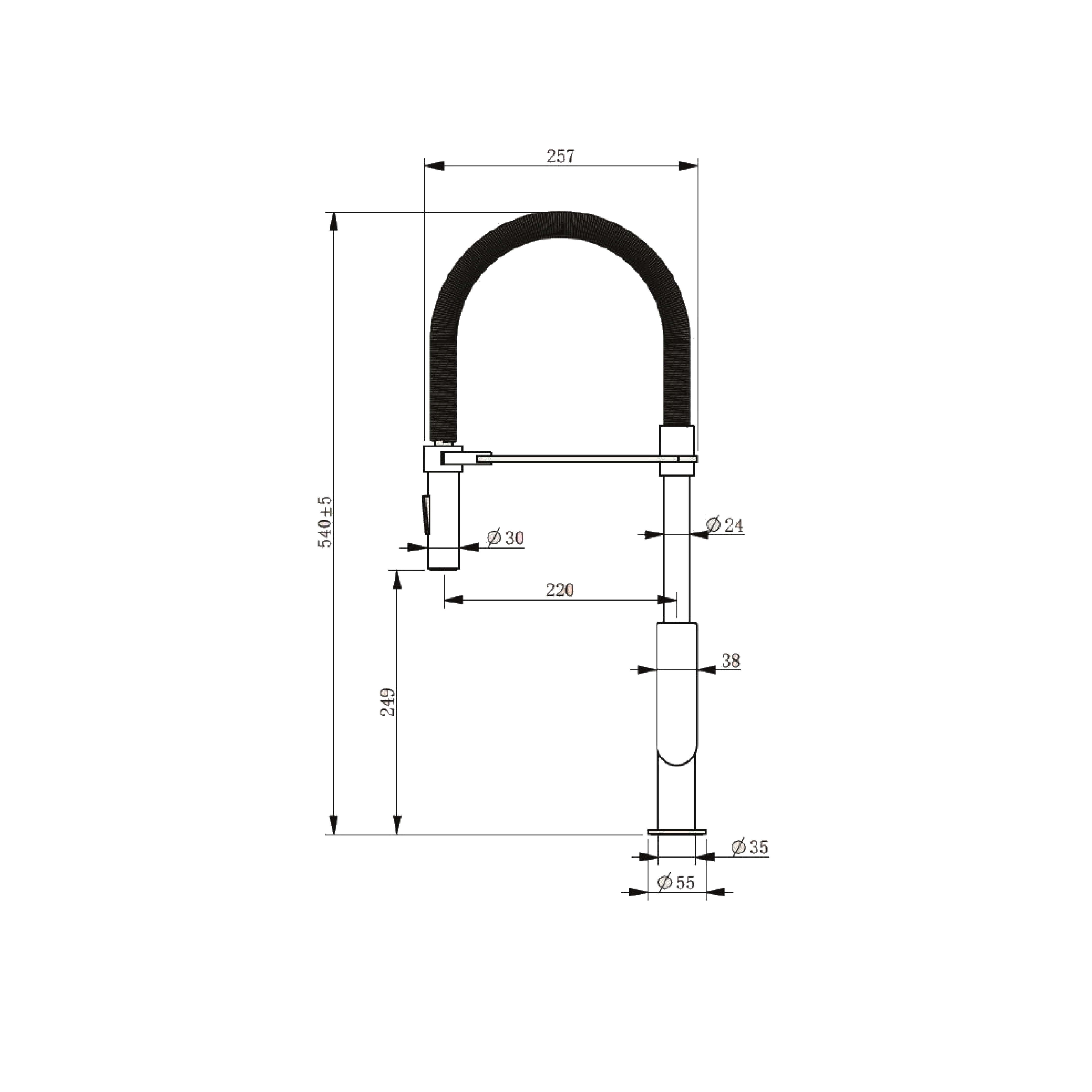 CM Pull-Out Kitchen Tap (Chrome) R1033 - view 3
