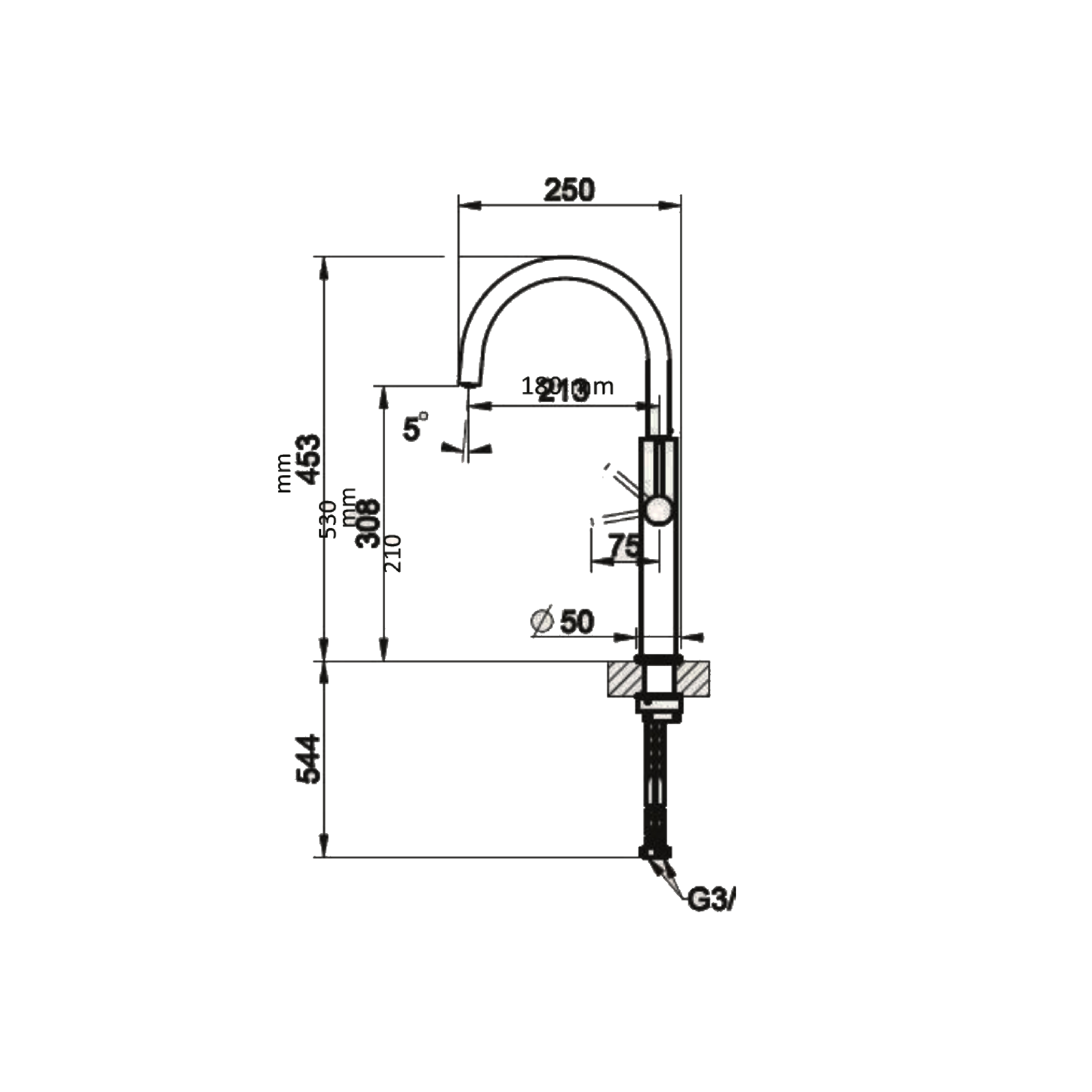 CM Pull-Out Kitchen Tap (Chrome) R1033 - view 4