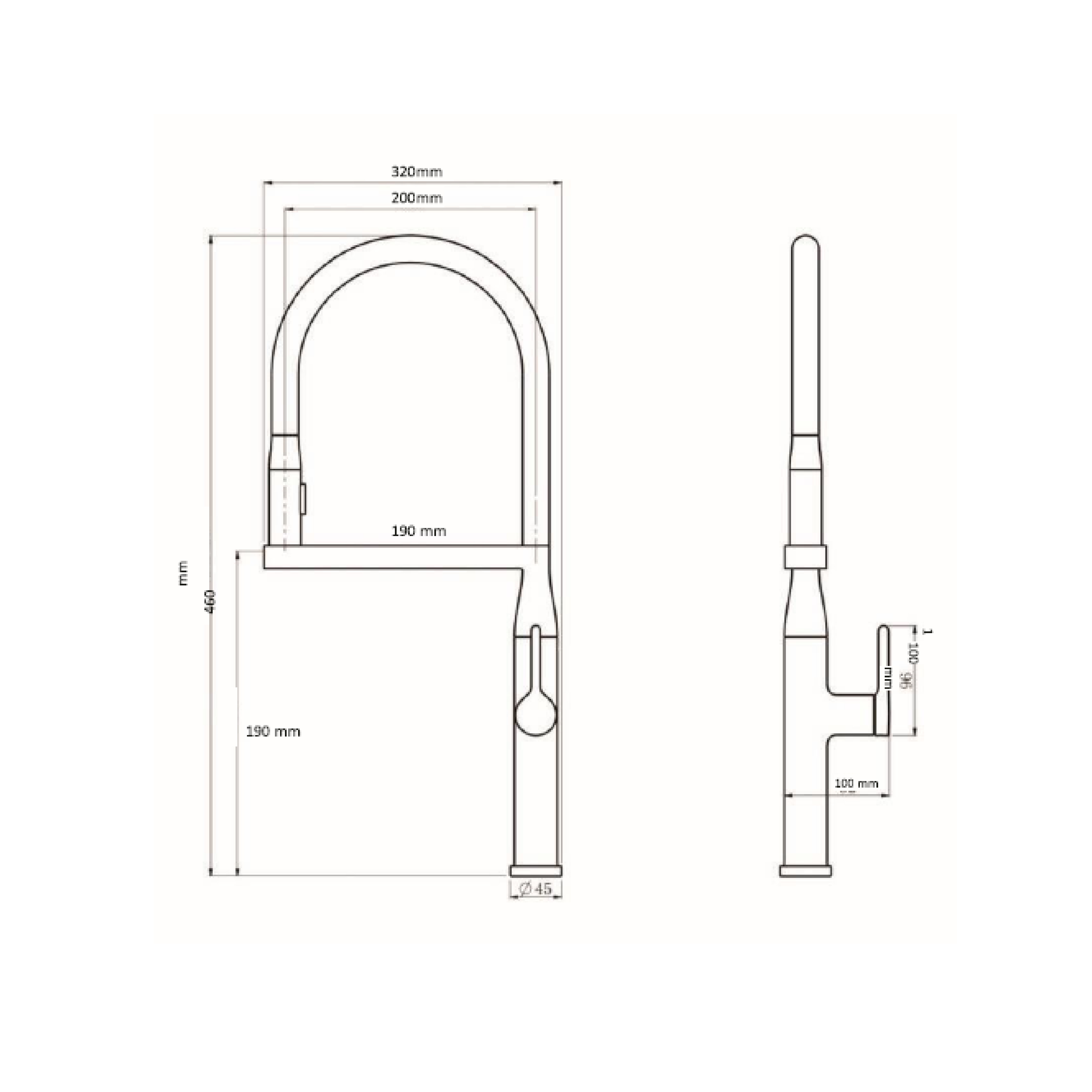 CM Pull-Out Kitchen Tap (Chrome) R1036 - view 2