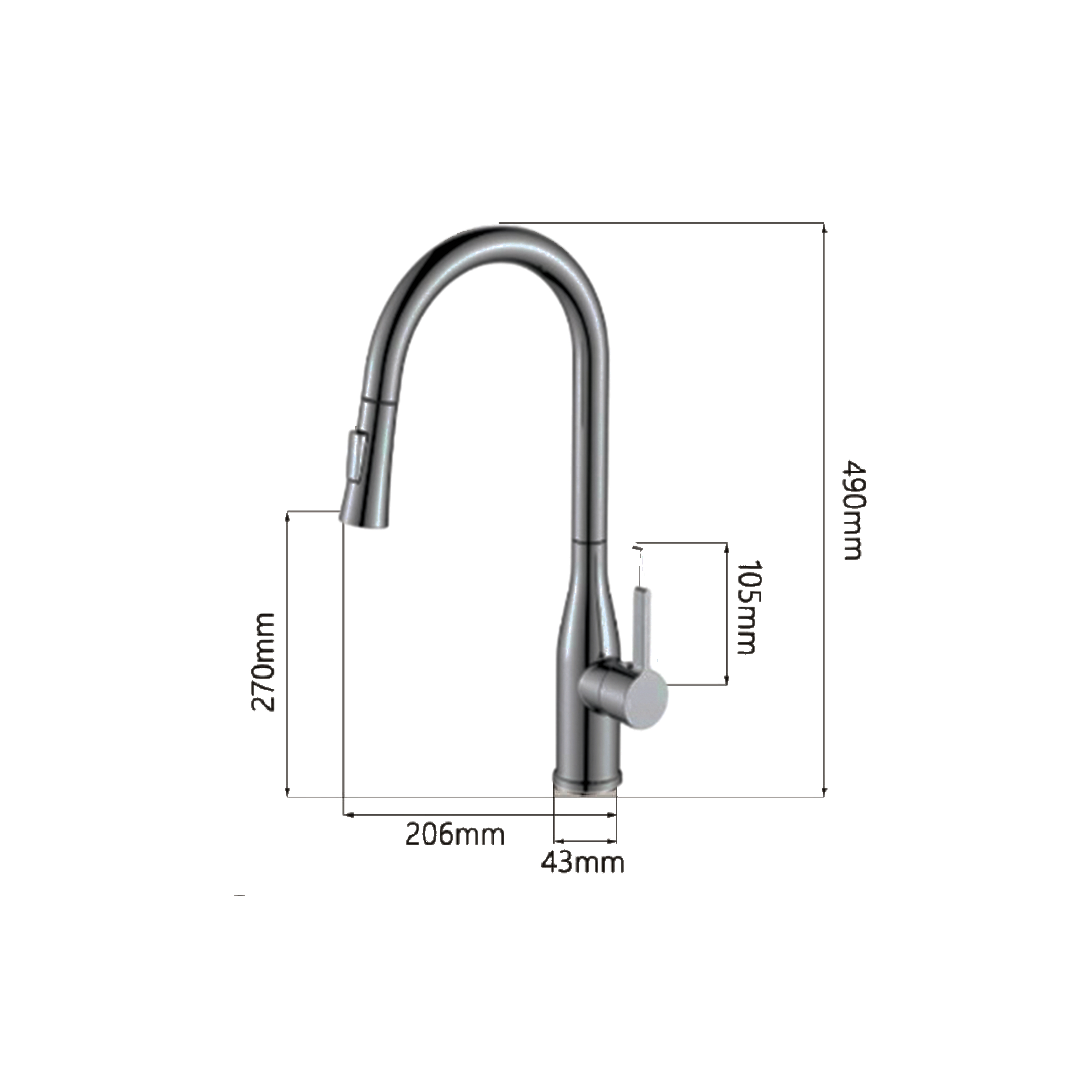 CM Pull-Out Kitchen Tap (Chrome) R1048 - view 2
