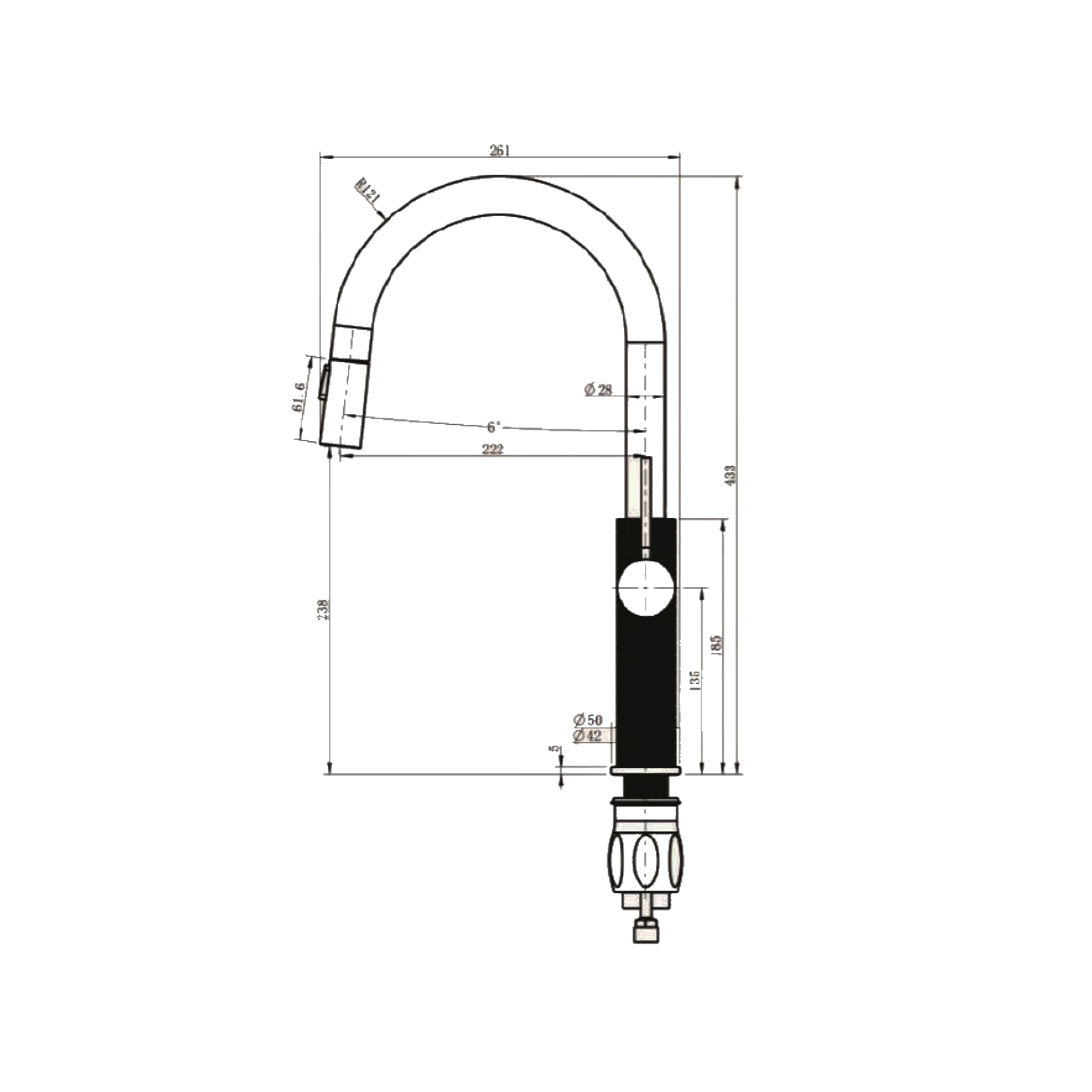 CM Pull-Out Kitchen Tap (Chrome) RP9080 - view 3