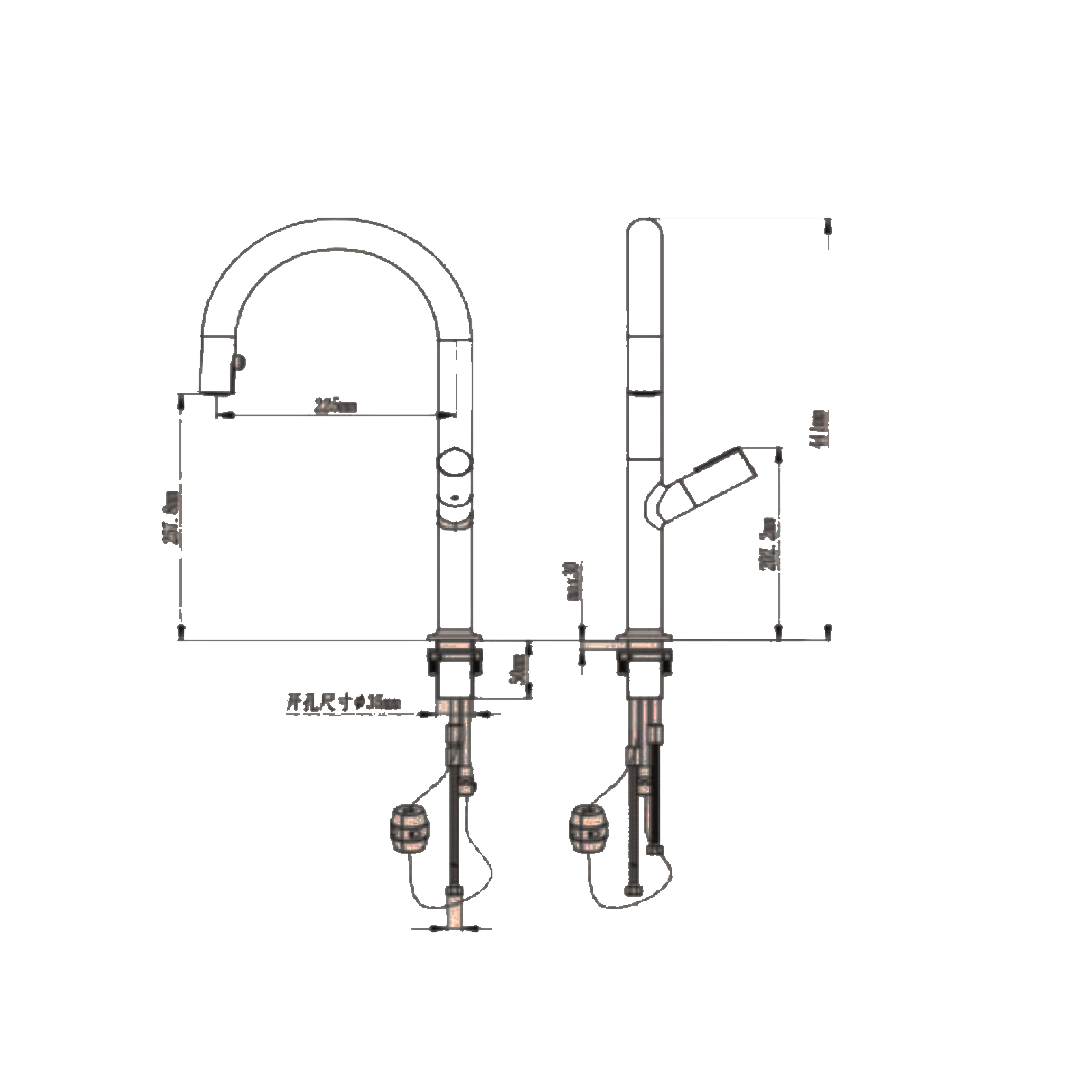 CM Pull-Out Kitchen Tap (Gun Grey) RP9083-GGR - view 2