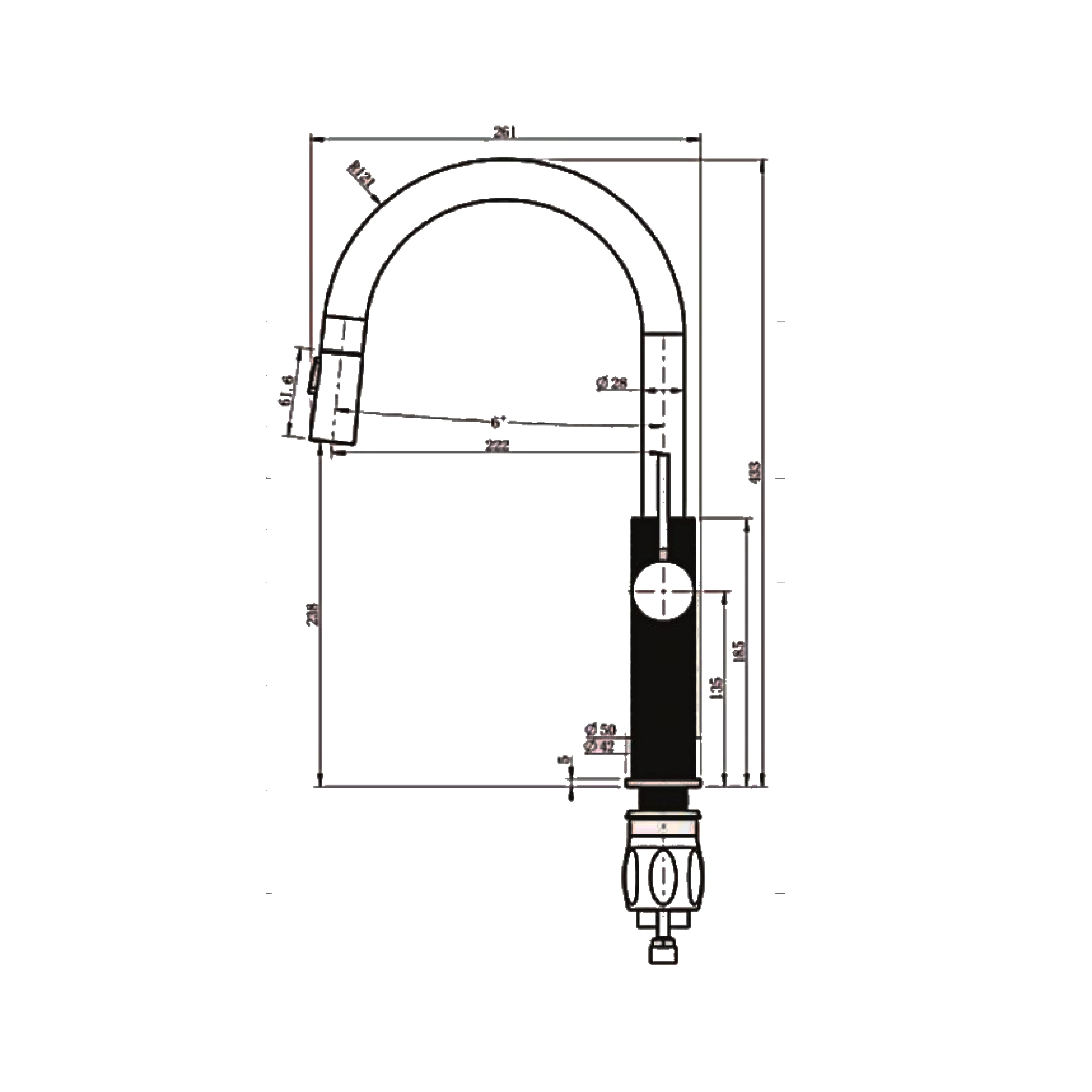 CM Pull-Out Kitchen Tap (Matte Black) 130363GB - view 2