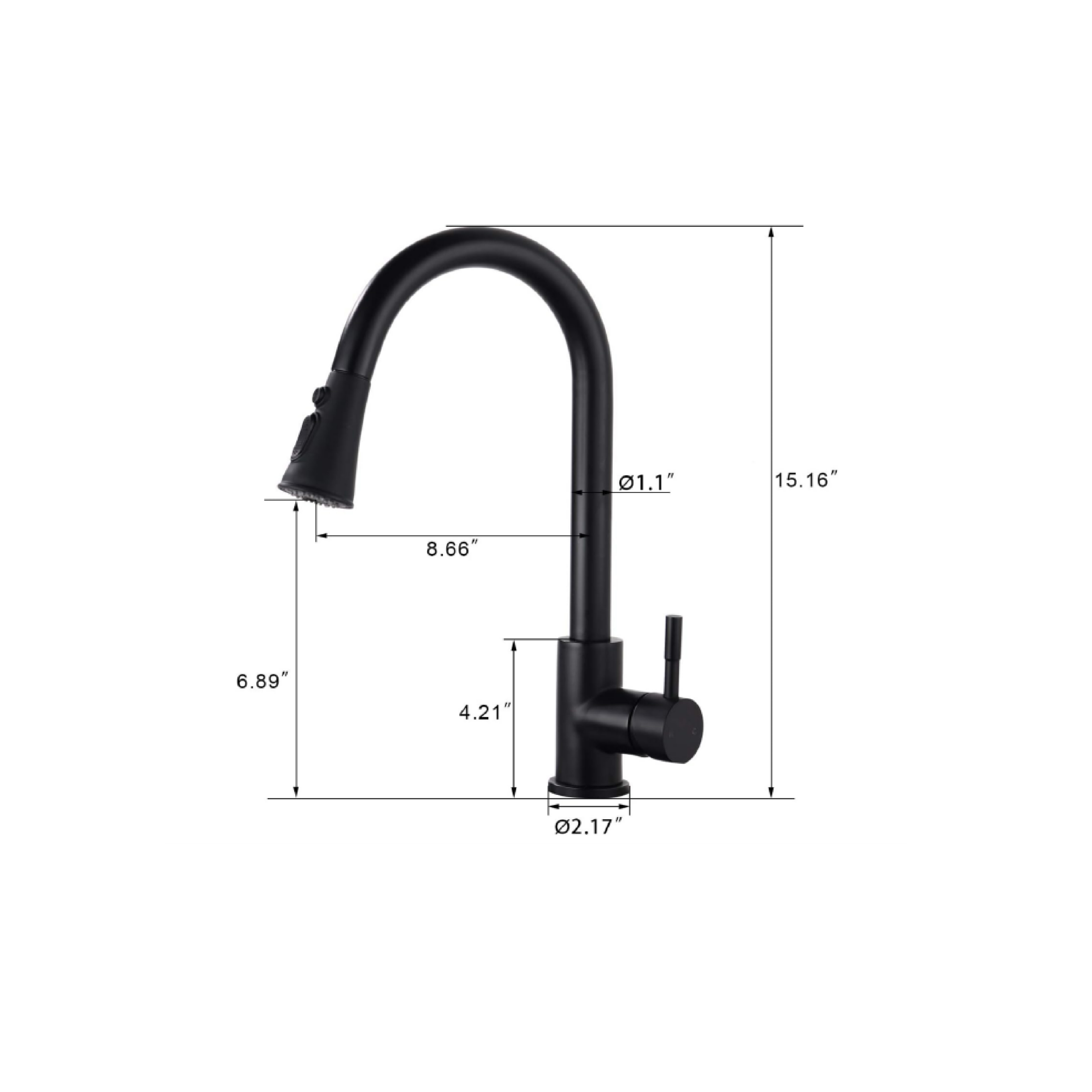 CM Pull-Out Kitchen Tap (Matte Black) 5544 MISCCRM/BLACK - view 2