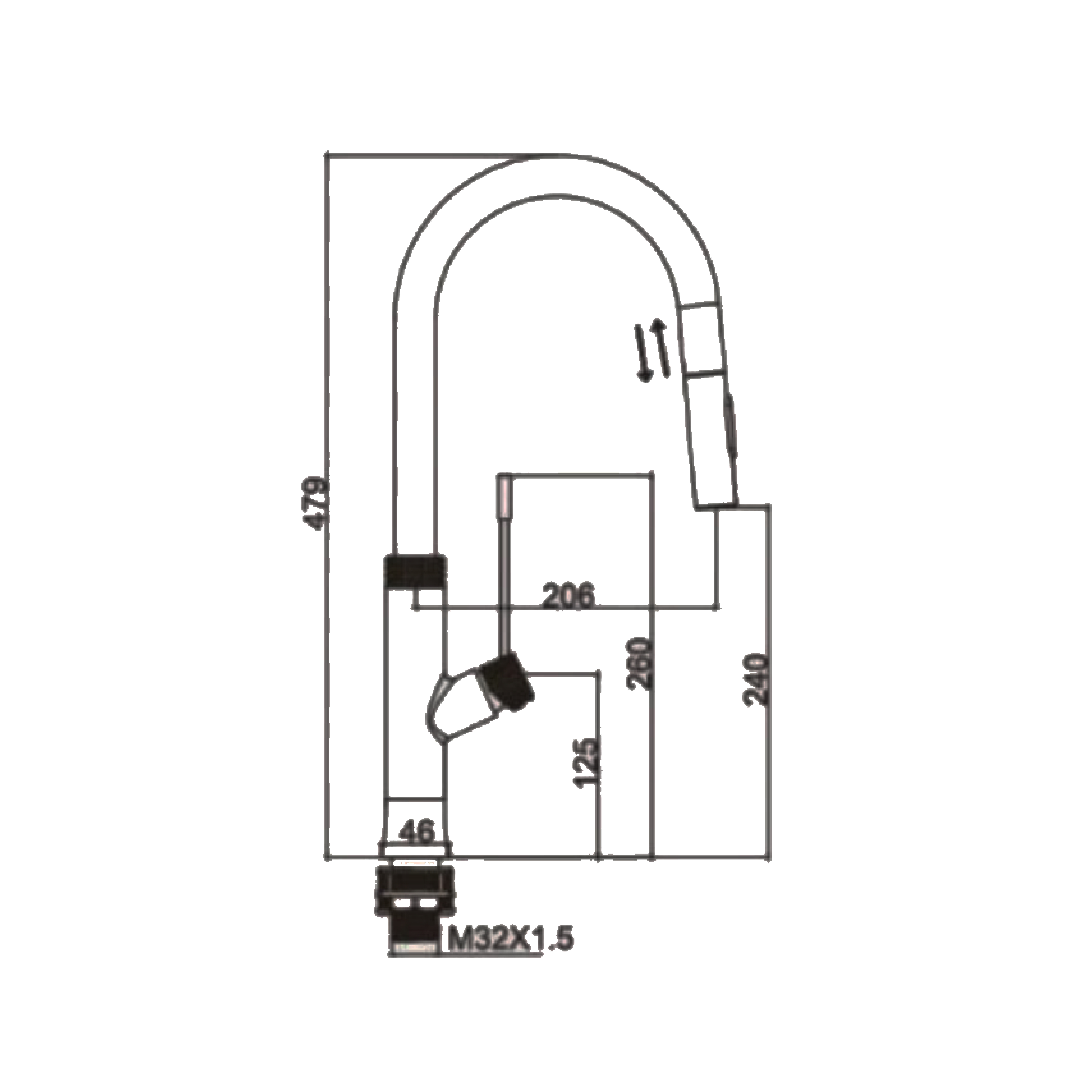 CM Pull-Out Kitchen Tap (Matte Black) 6085BLK - view 2