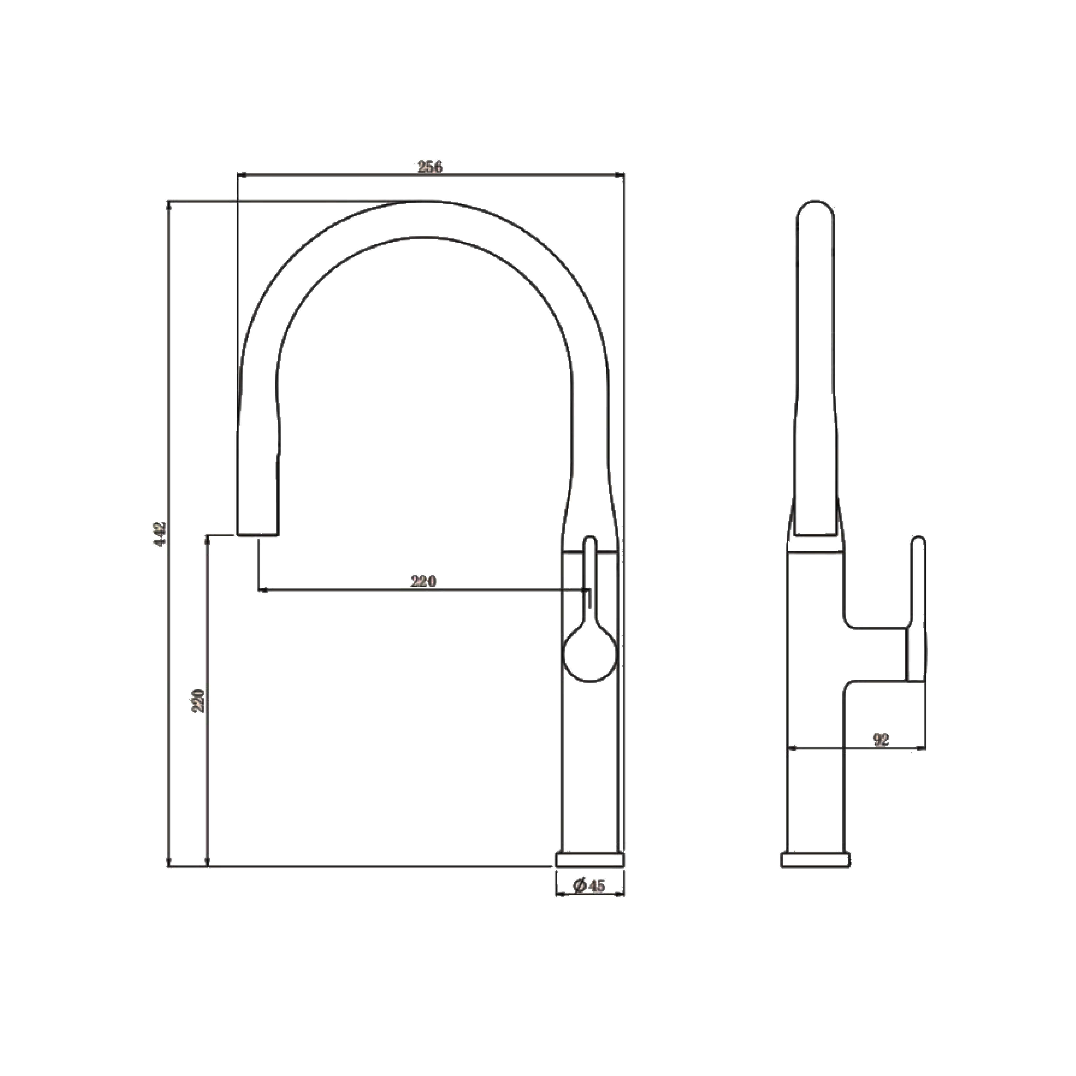 CM Pull-Out Kitchen Tap (Matte Black) OB-D125 BLACK - view 2