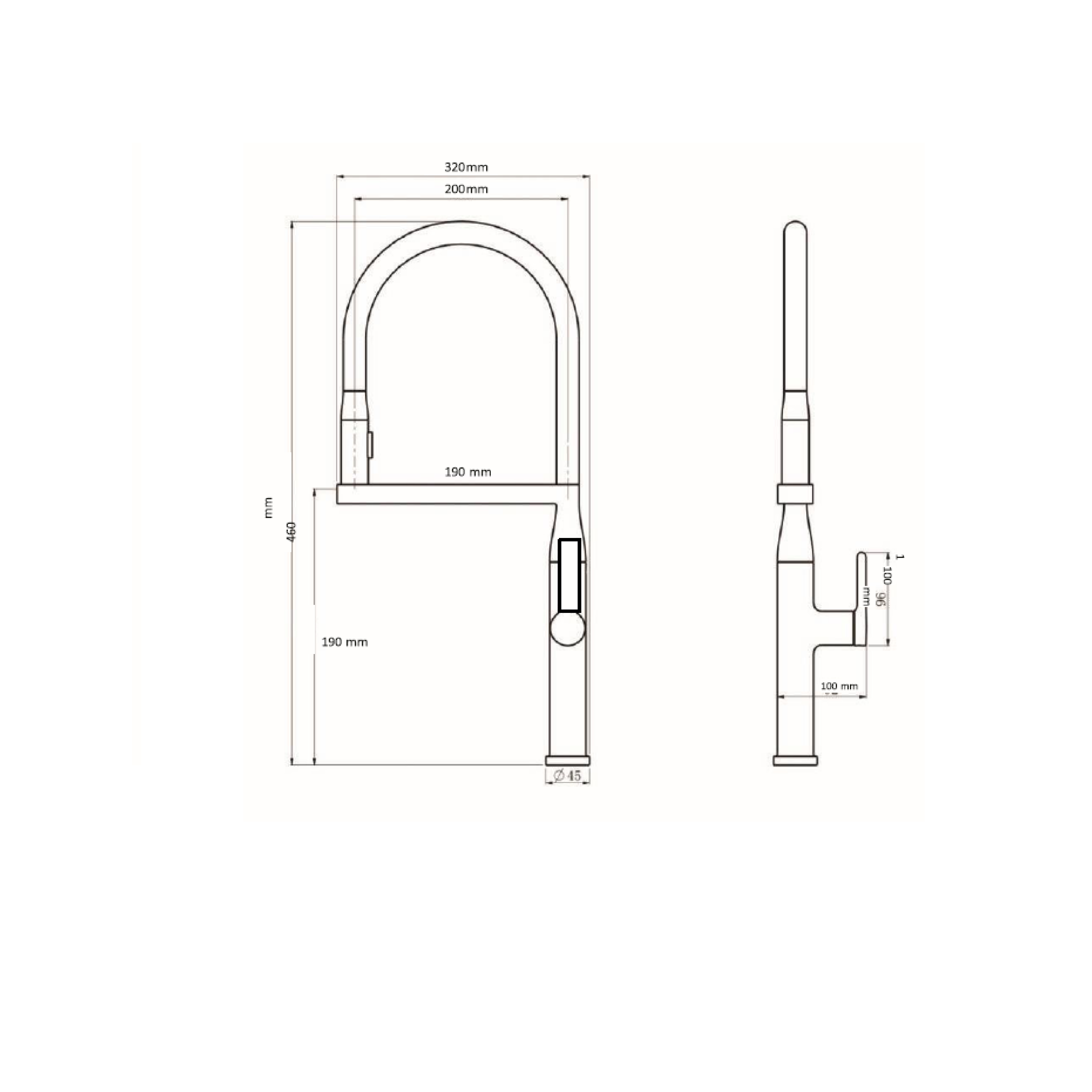 CM Pull-Out Kitchen Tap (Matte Black) R1015B - view 2
