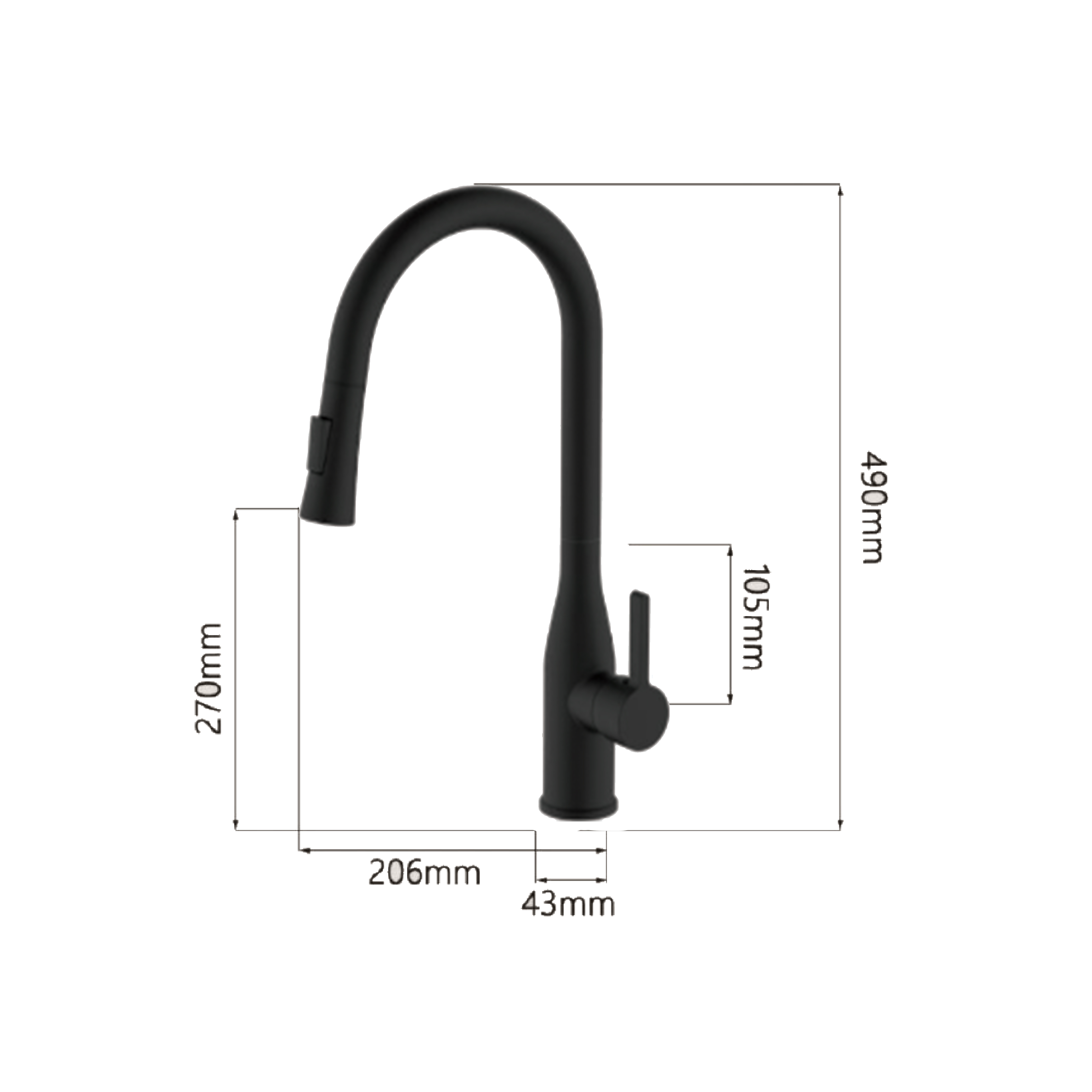 CM Pull-Out Kitchen Tap (Matte Black) R1048B - view 2