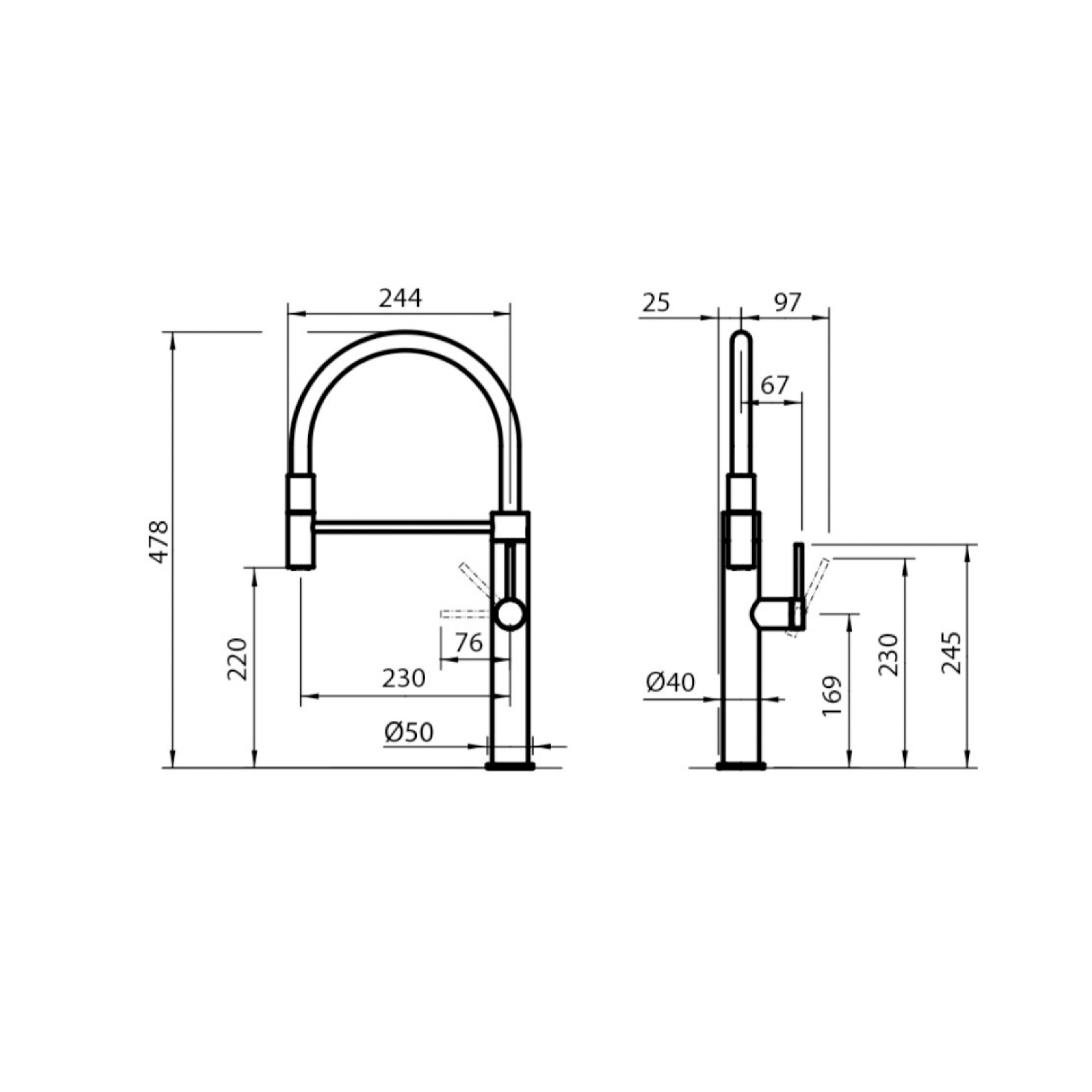 CM Pull-Out Kitchen Tap (Matte Black) RP9086 BLACK - view 2