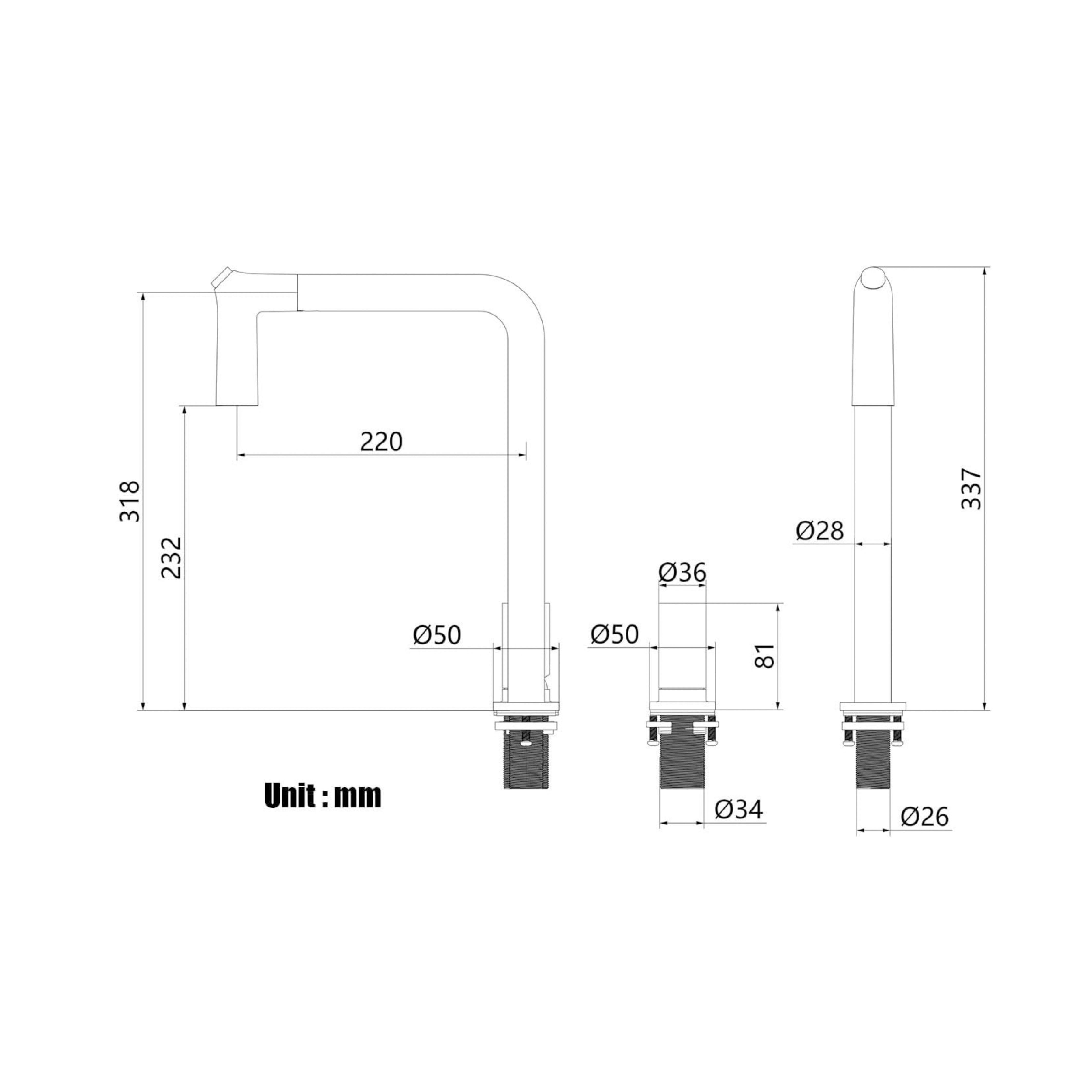 CM Pull-Out Kitchen Tap (Stainless Steel) 6037 CRM - view 2
