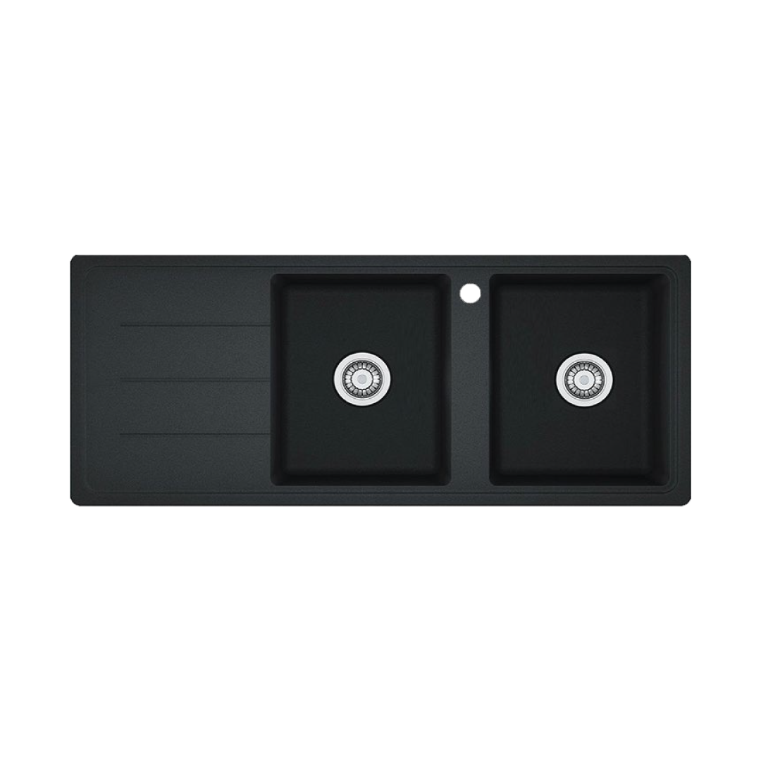 Elite 116 cm Double Bowl Inset Sink (Black) CS11649