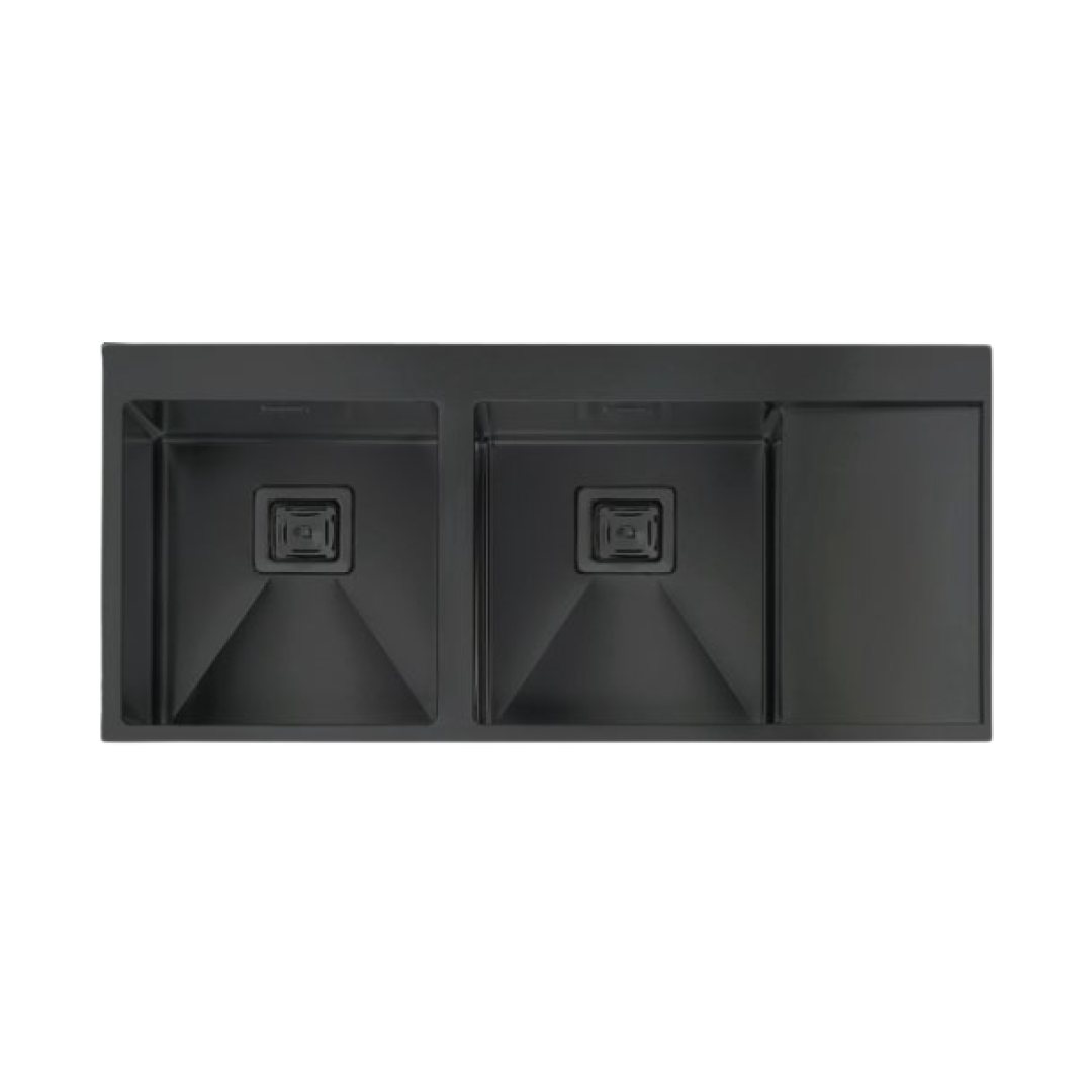 Elite 116 cm Double Bowl Inset Sink (Nano Black) MARS DBSD1650B
