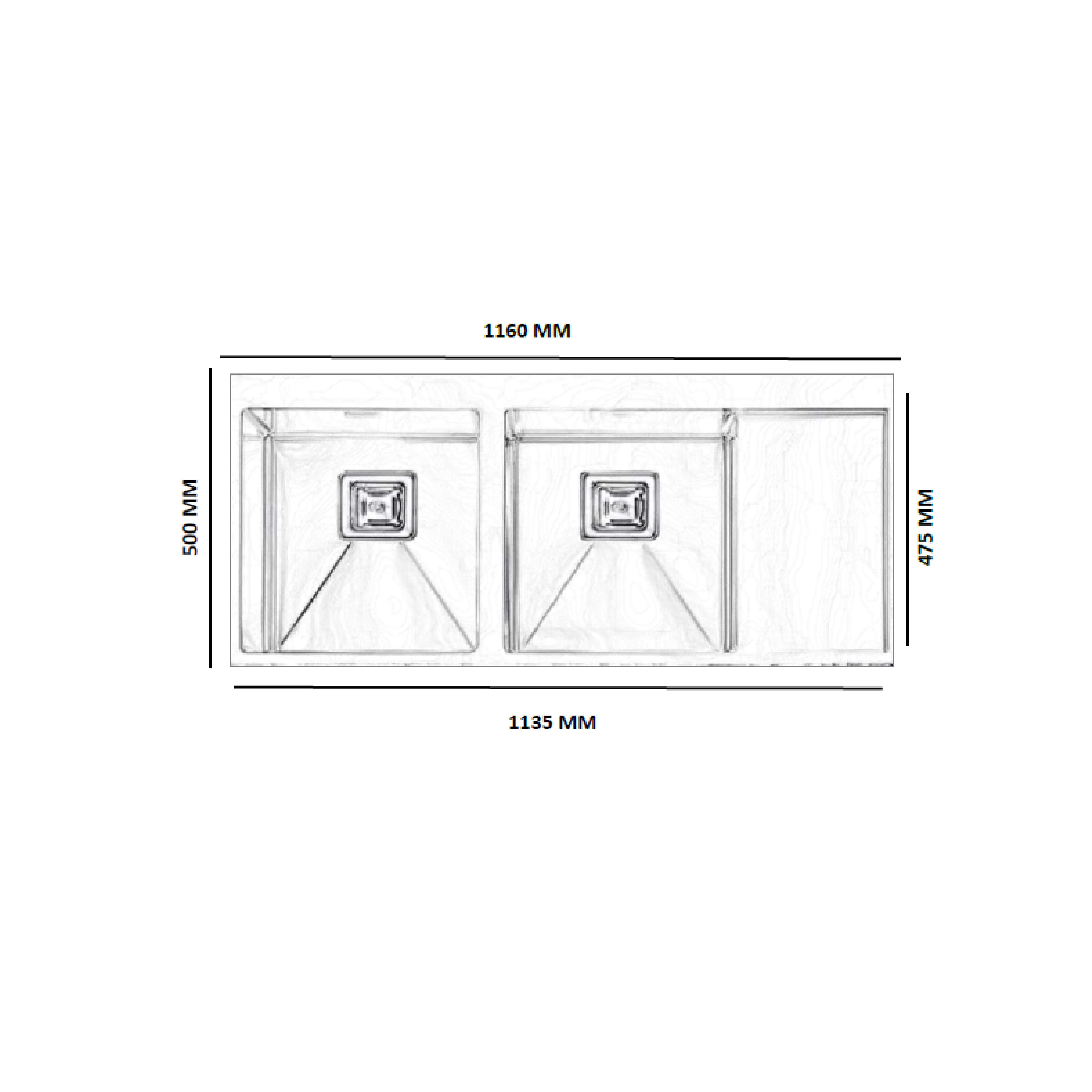 Elite 116 cm Double Bowl Inset Sink (Nano Black) MARS DBSD1650B - view 2
