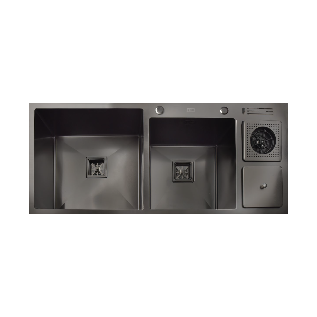 Elite 116 cm Double Bowl Inset Sink (Nano Black) URANUS DBSD1650B