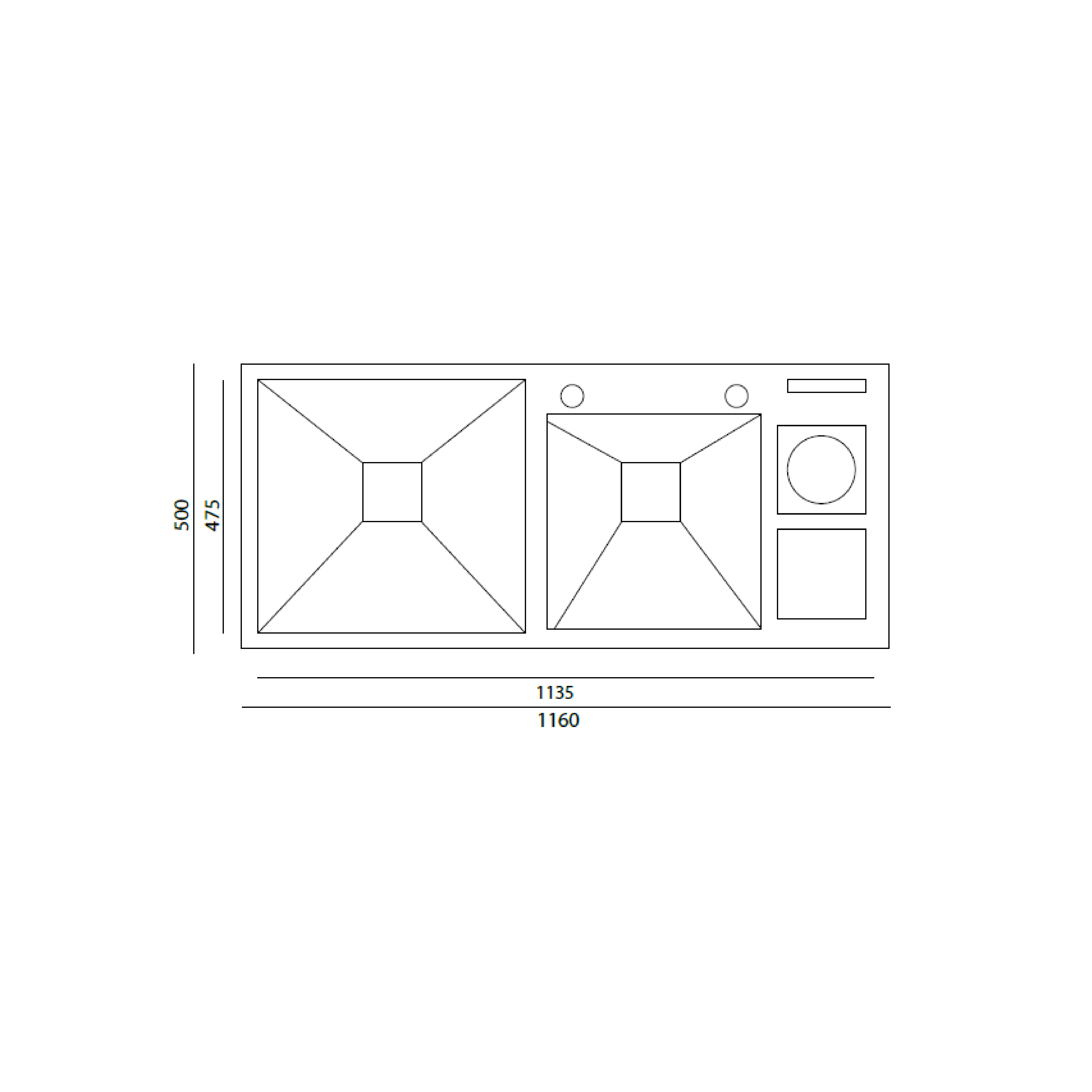 Elite 116 cm Double Bowl Inset Sink (Nano Black) URANUS DBSD1650B - view 2