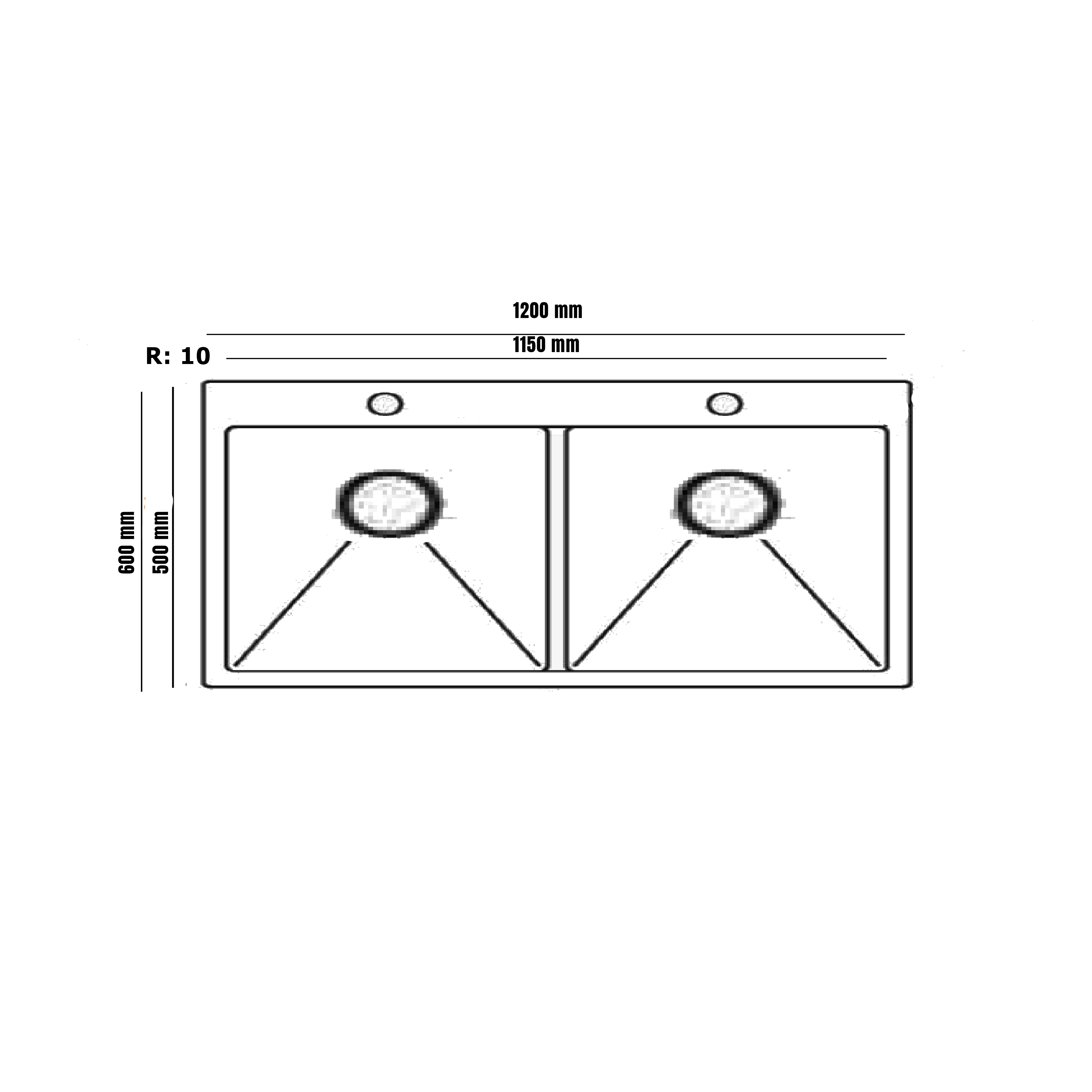 Elite 120 cm Double Bowl Inset Sink (Nano Black) JAMBO DB12060 - view 2