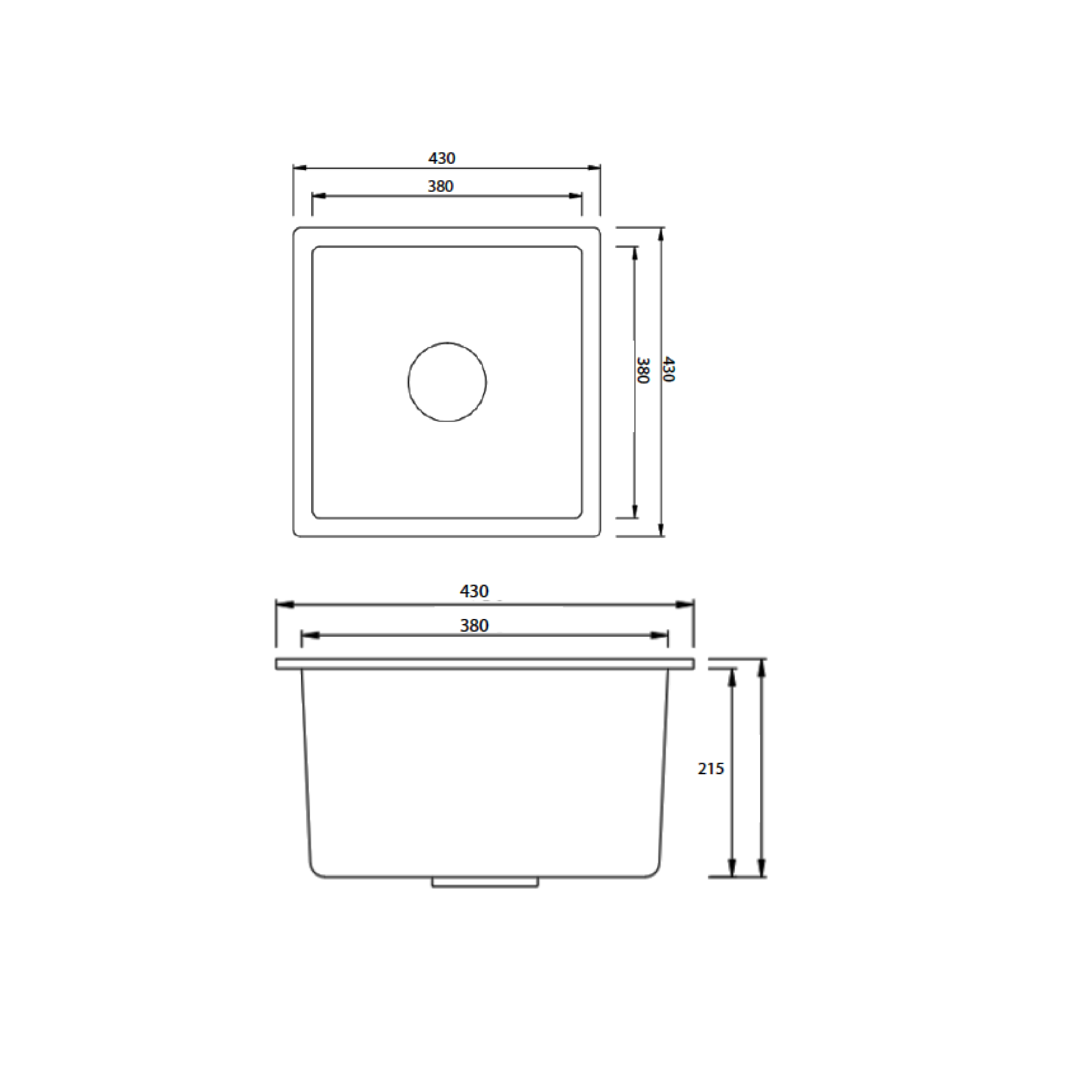 Elite 43 cm Undermount Sink (Black) ADL-4343G - view 2