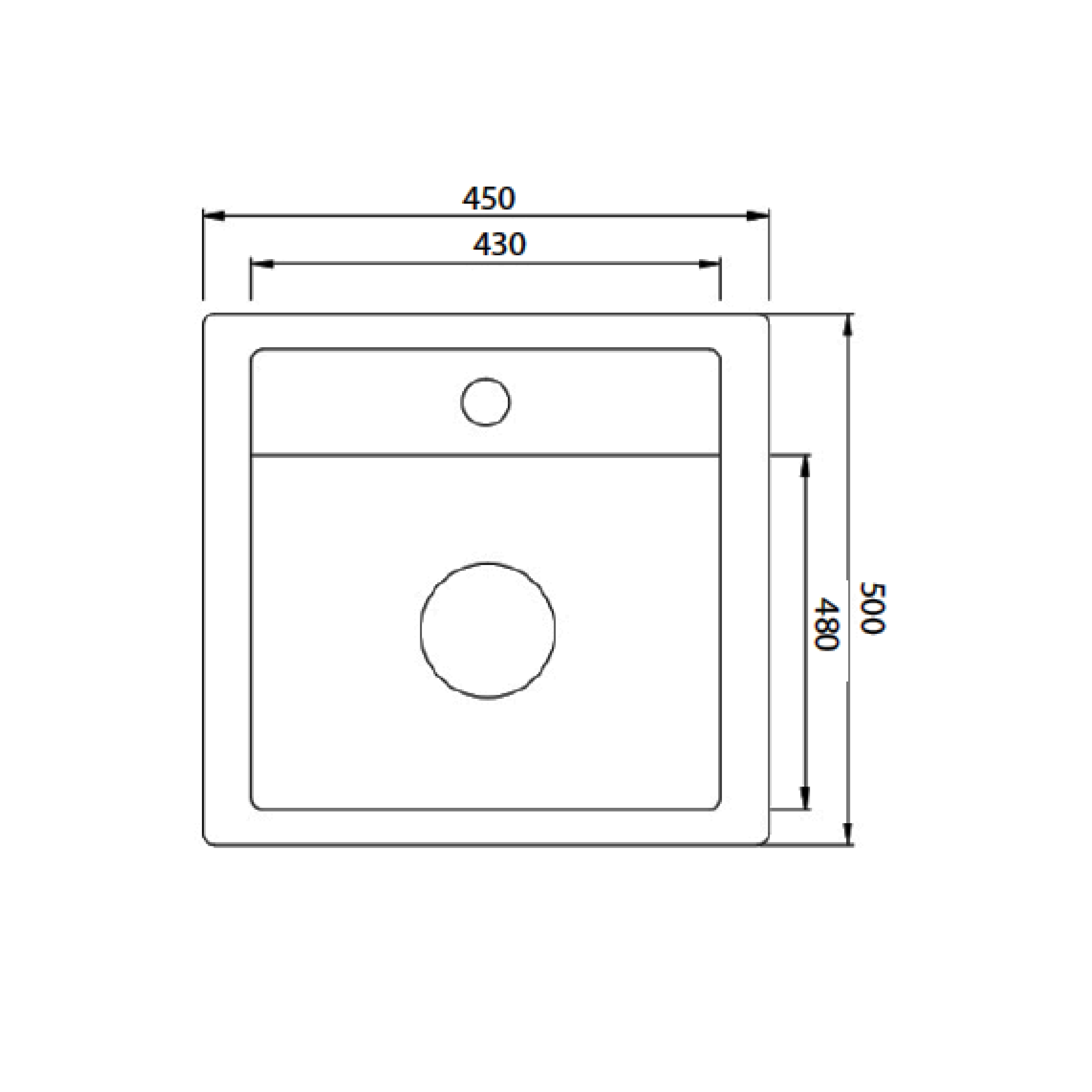 Elite 45 cm Inset Sink (Grey) QS-4550G - view 2