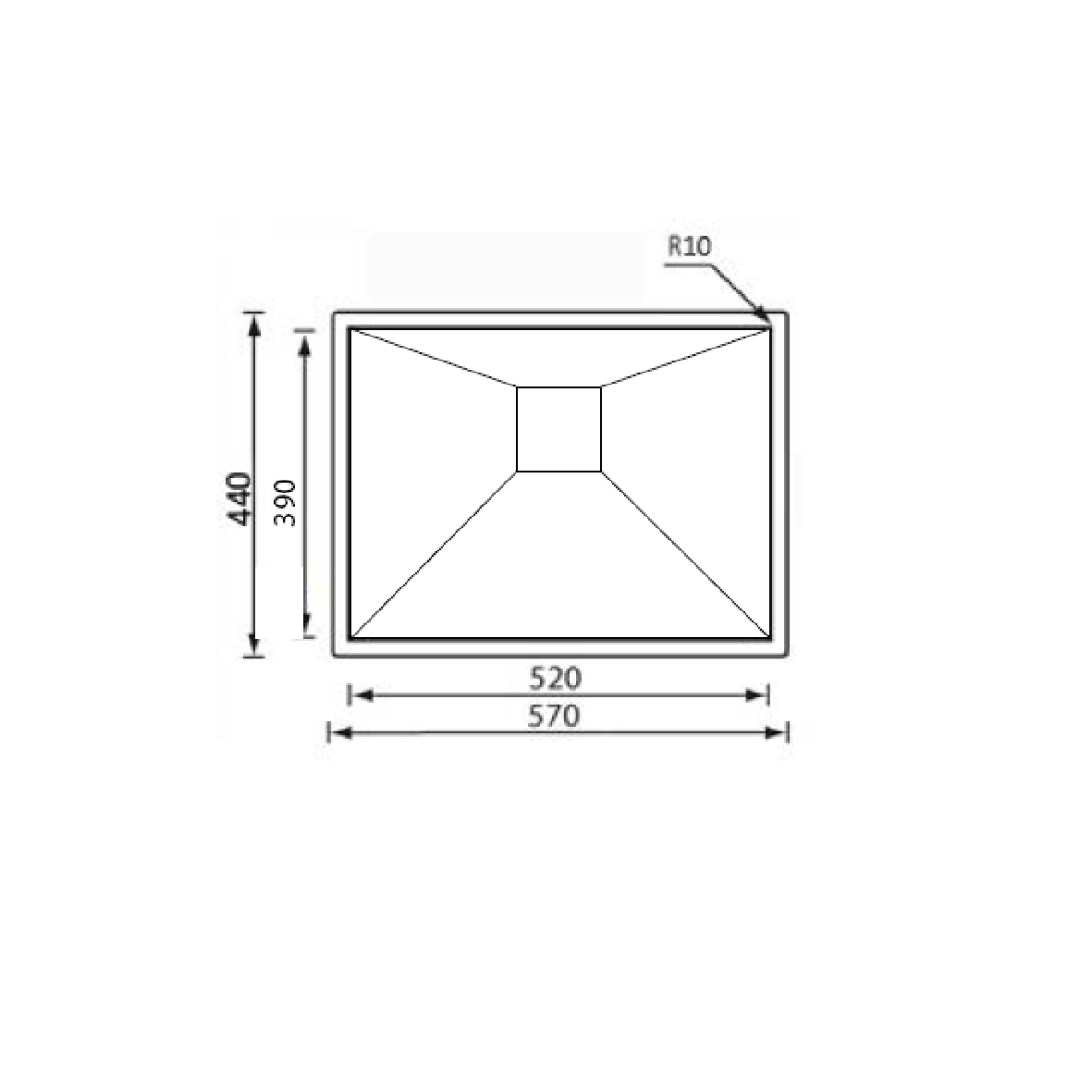 Elite 57 cm Single Bowl Undermount Sink (Stainless Steel) HM5744 SSSQ - view 2