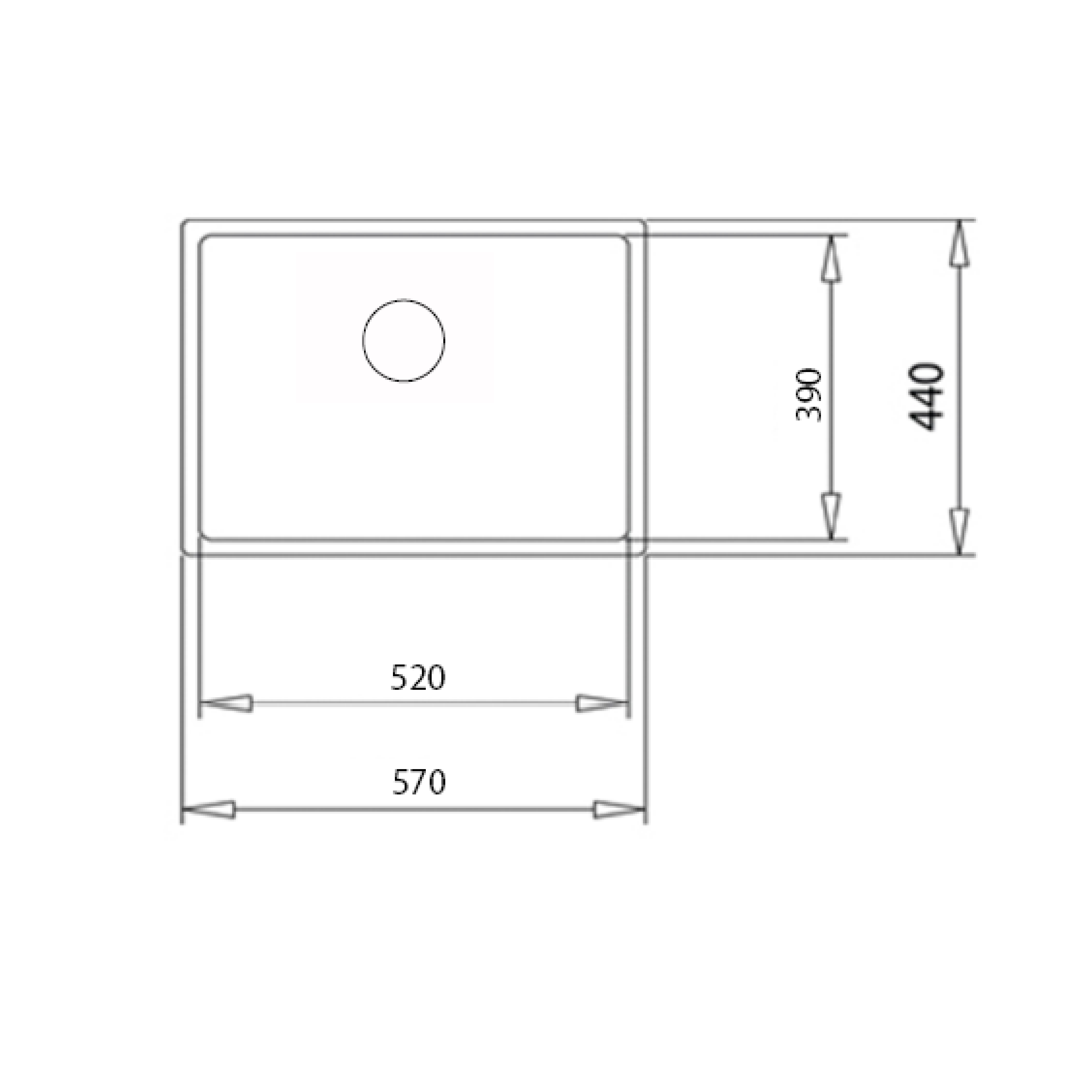 Elite 57 cm Single Bowl Undermount Sink (Stainless Steel) LH5744SSR - view 2