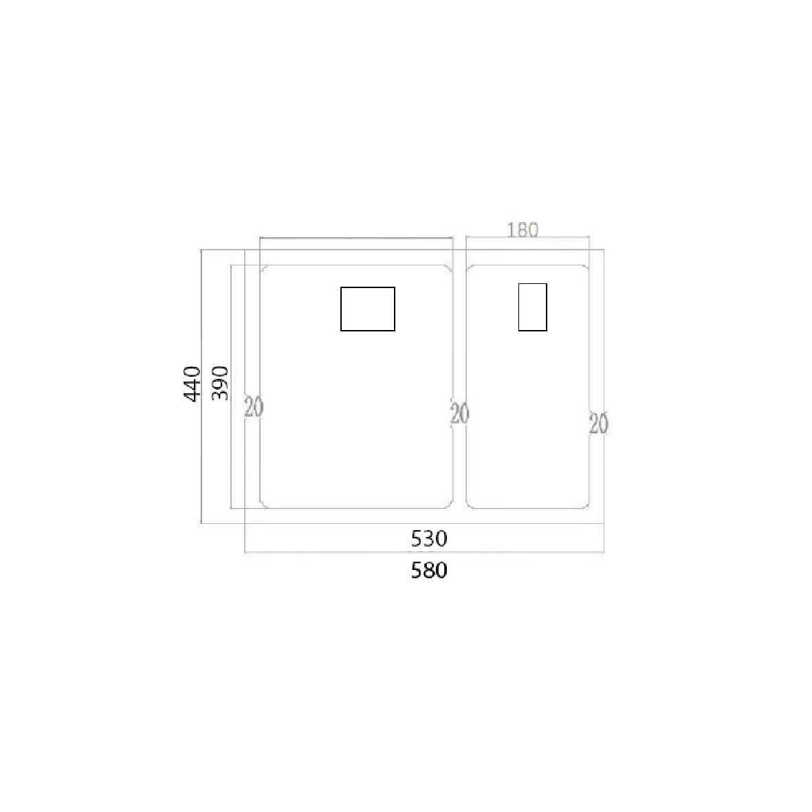 Elite 58 cm Double Bowl Undermount Sink (Stainless Steel) HMD5844 SSSQ - view 2