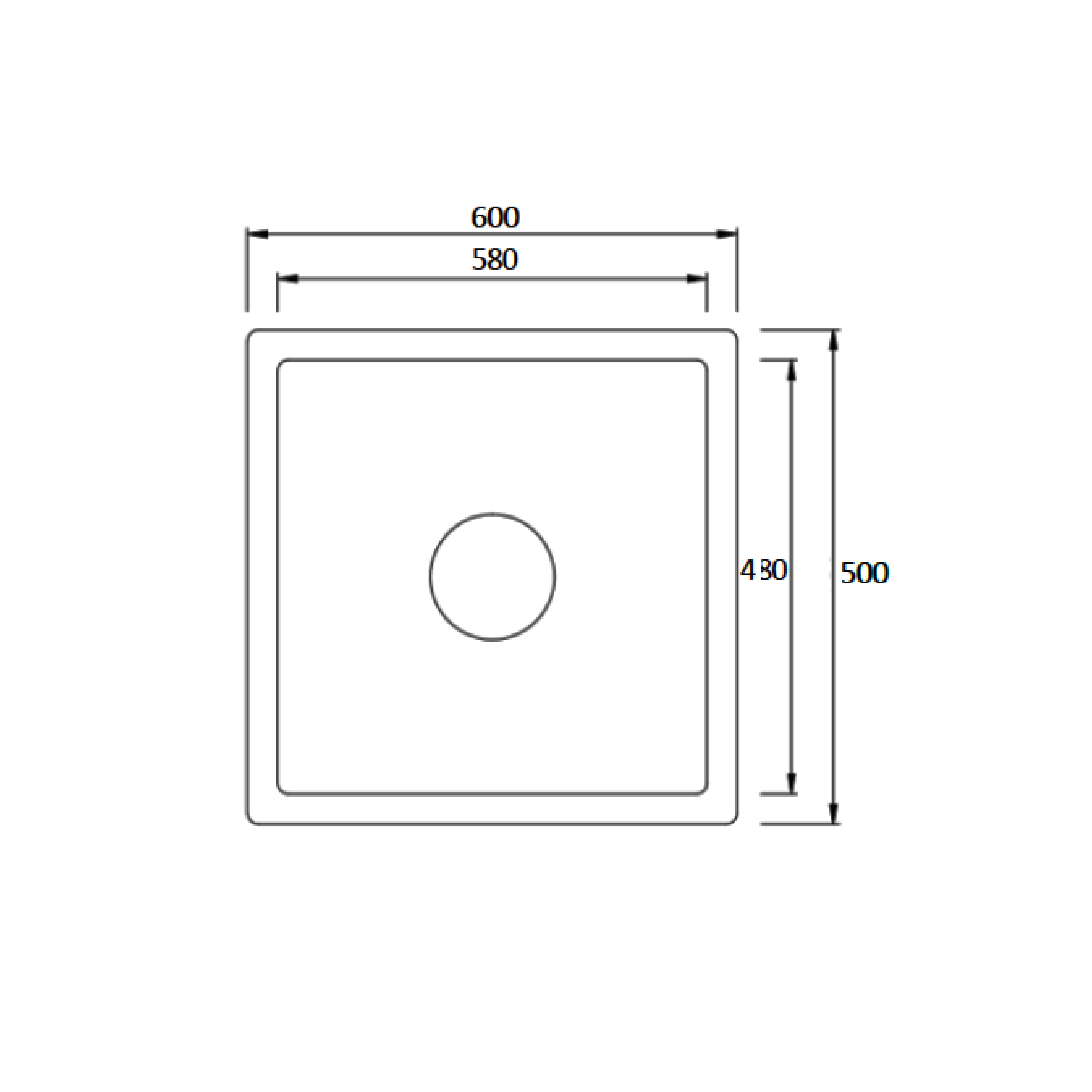 Elite 60 cm Inset Sink (Black) QS-6050G - view 2