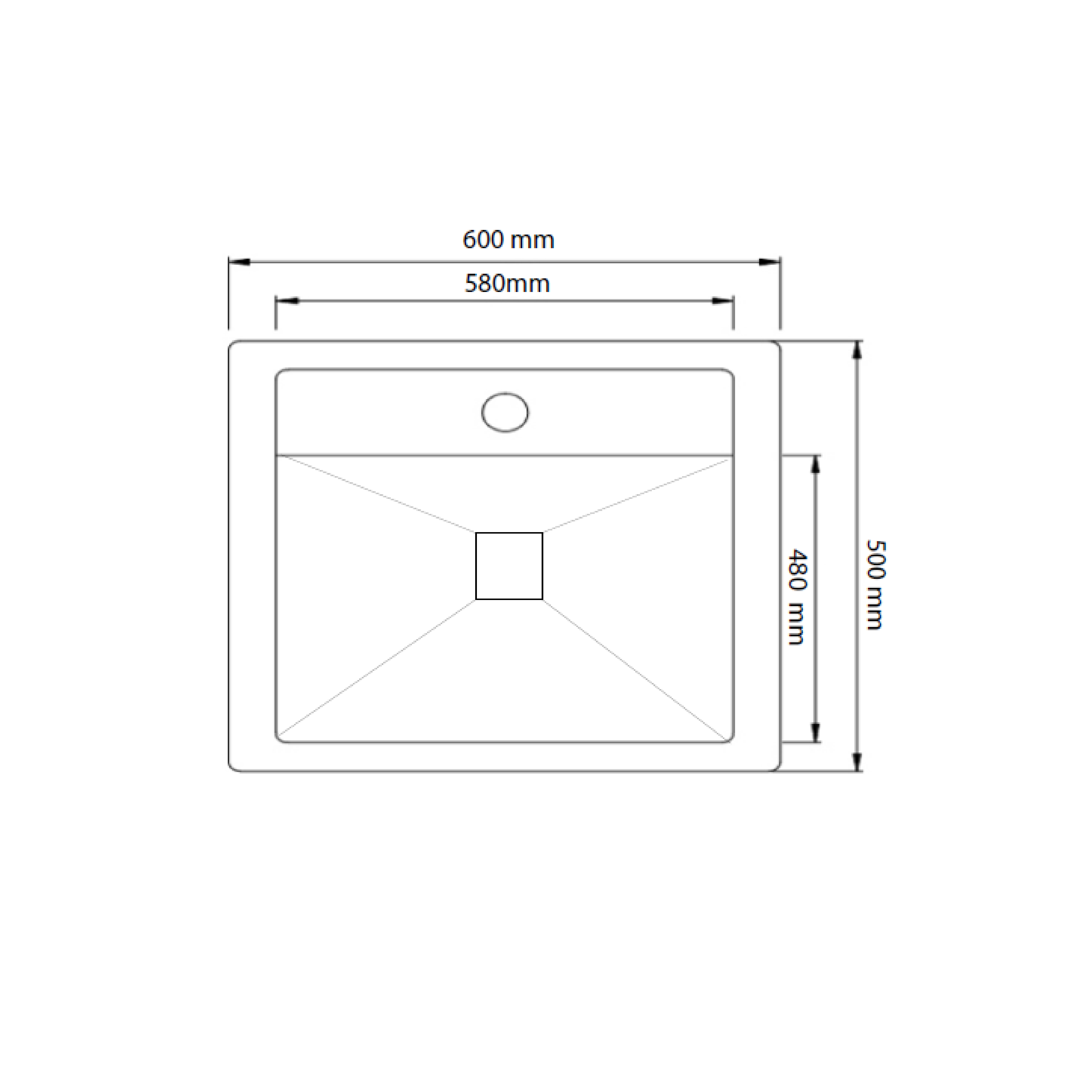Elite 60 cm Single Bowl Inset Sink (Stainless Steel) MK6050B - view 2