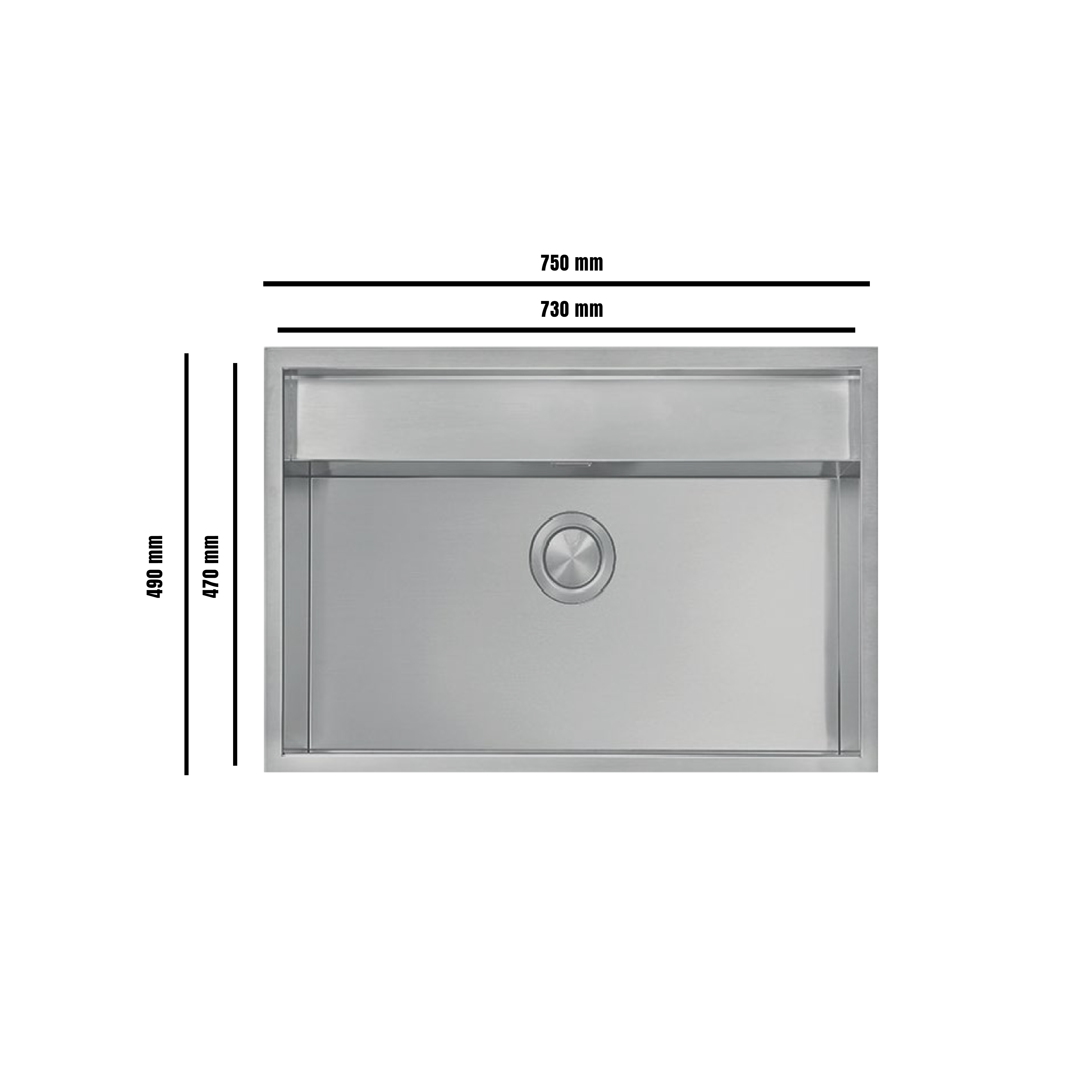 Elite 75 cm Single Bowl Inset Sink (Stainless Steel) MK7549A - view 3