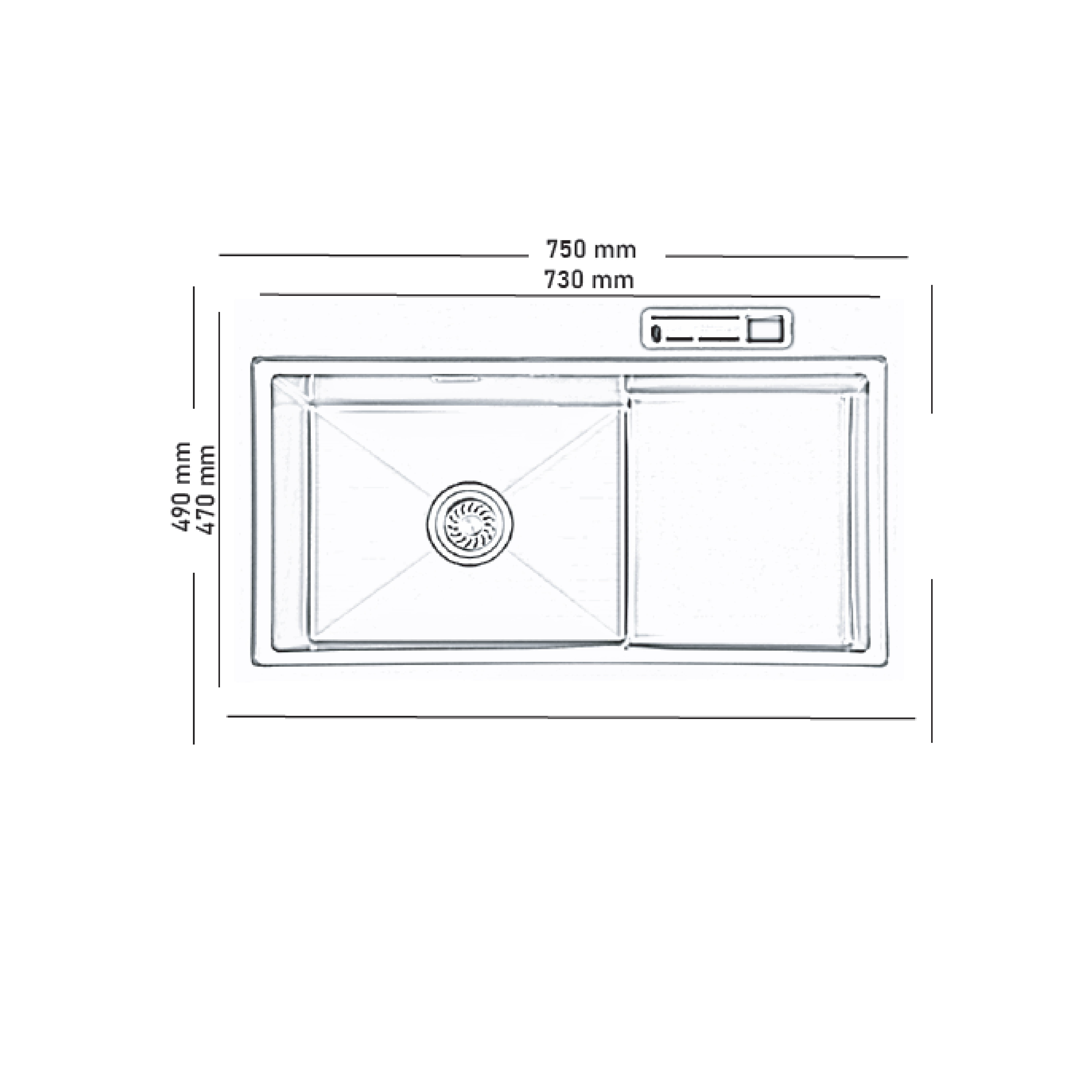 Elite 75 cm Single Bowl Inset Sink (Stainless Steel) MK7549B - view 2