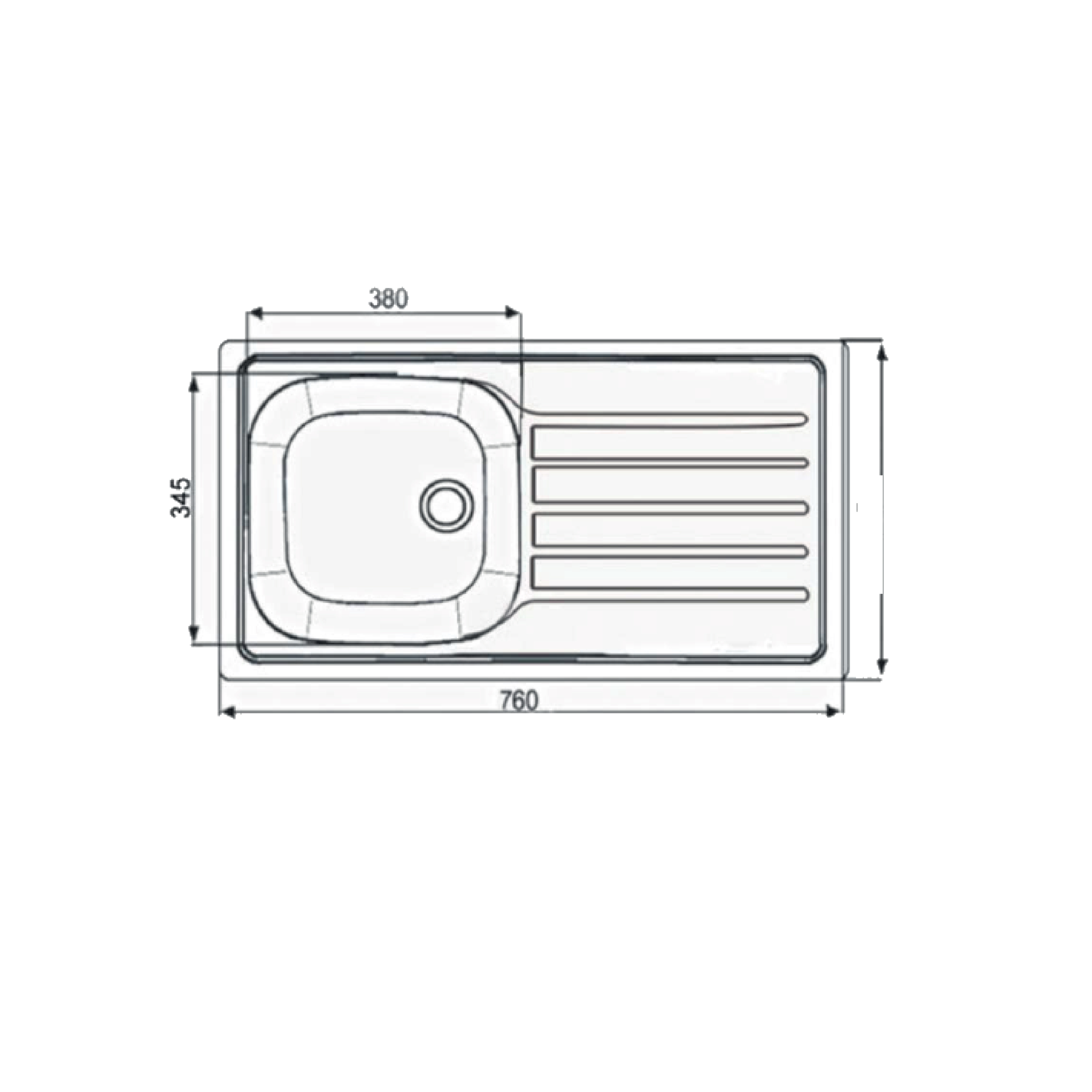 Elite 76 cm Single Bowl Inset Sink (Stainless Steel) AE7650 - view 2