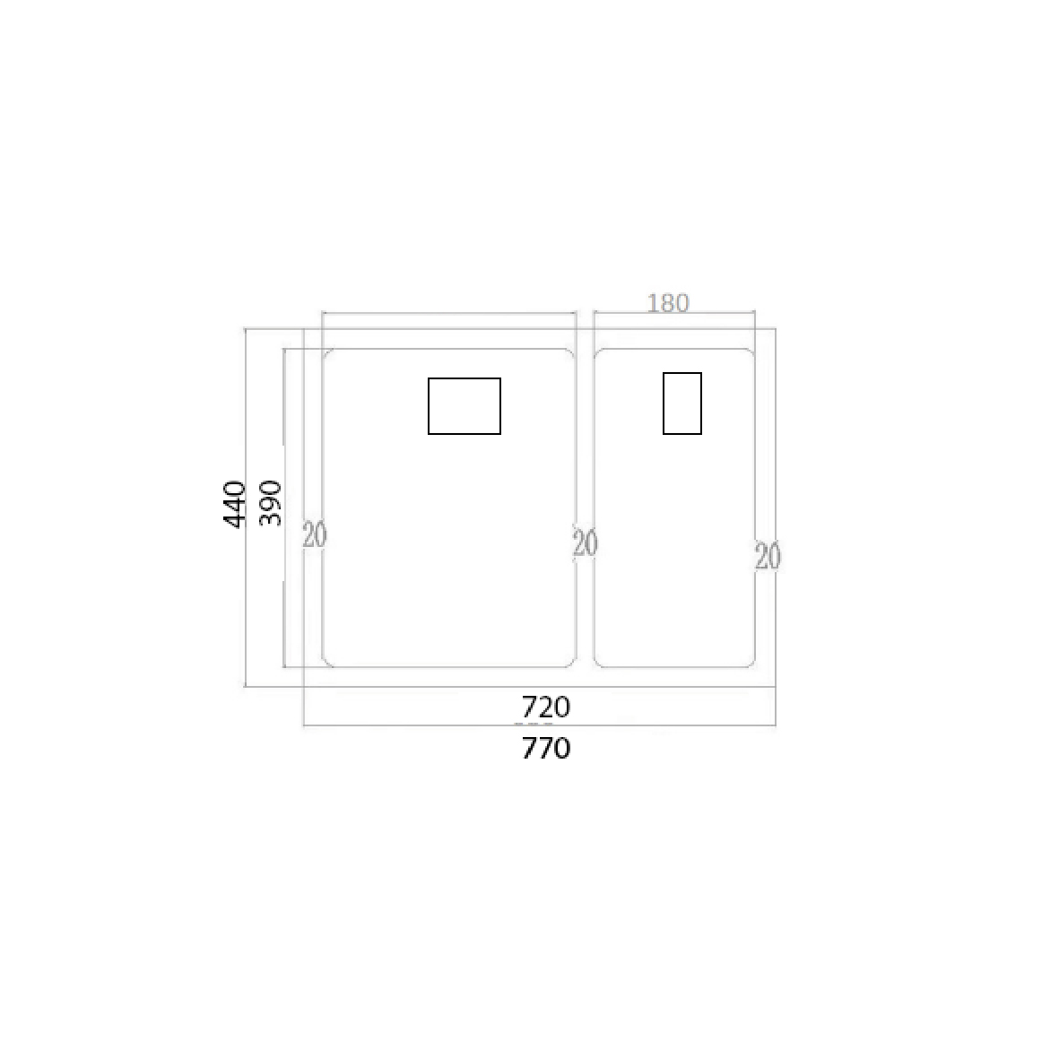 Elite 77 cm Double Bowl Undermount Sink (Stainless Steel) HMH7744 SSSQ - view 2