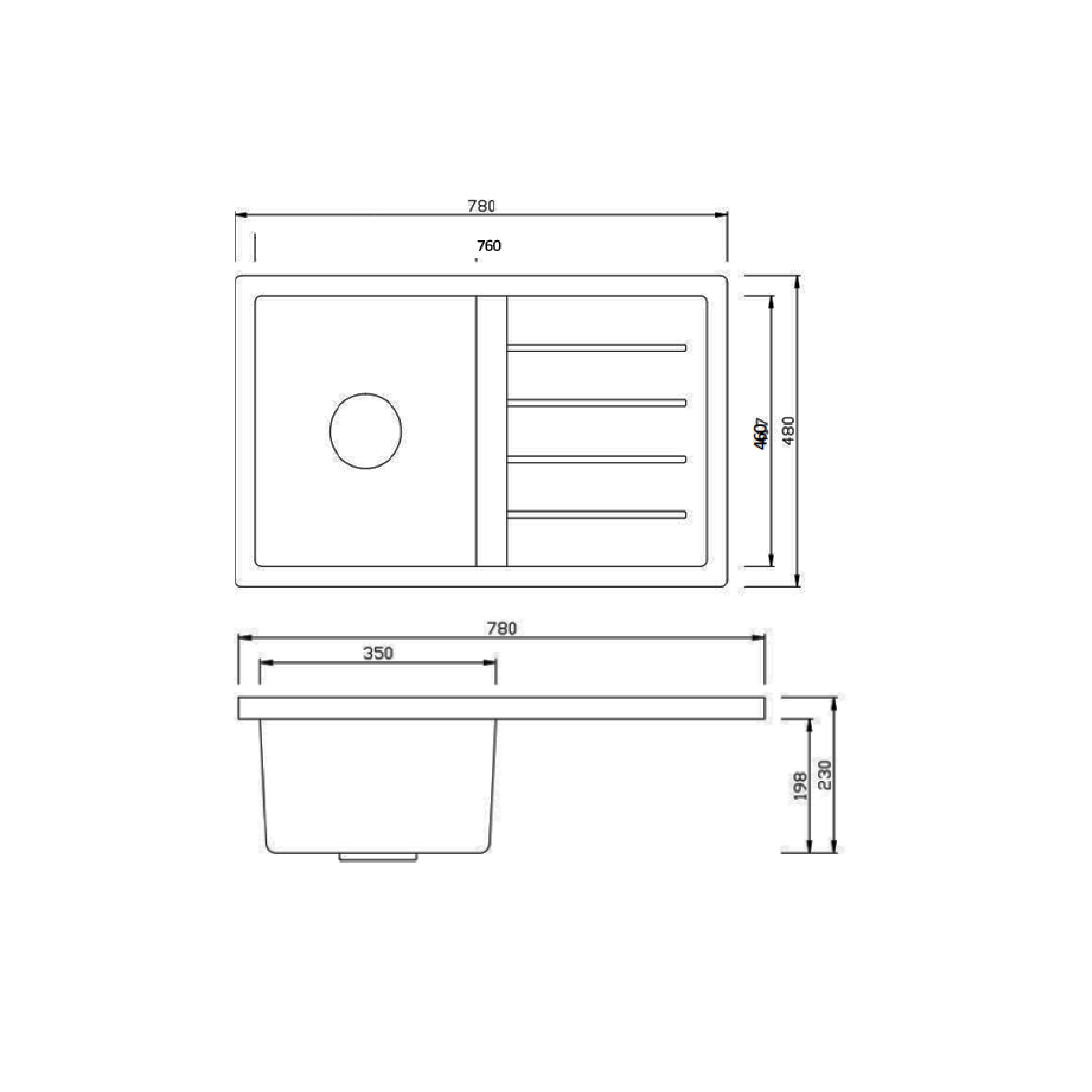 Elite 78 cm Inset Sink (Dark Beige) CS7848 - view 2